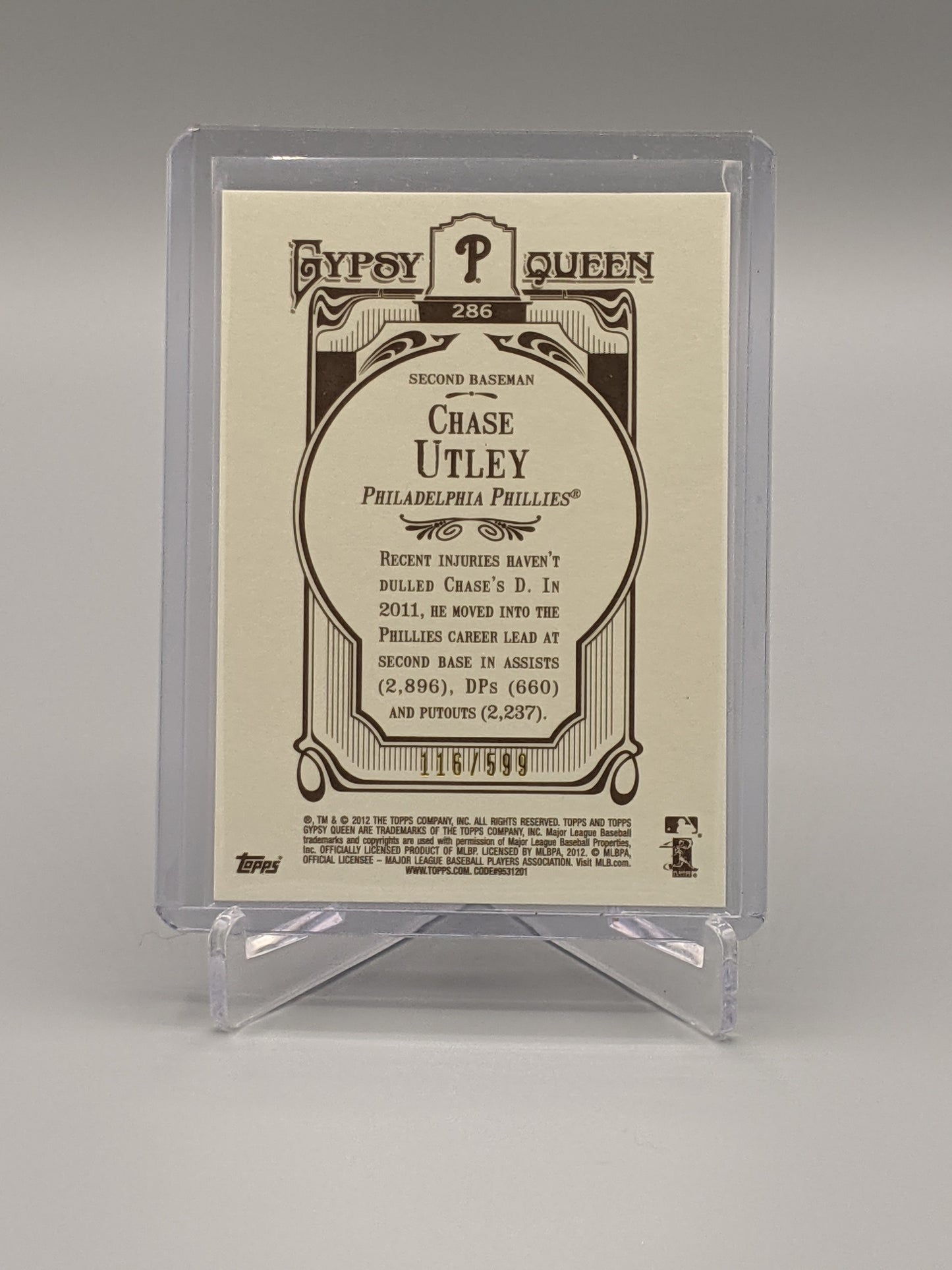 2012 Topps Gypsy Queen Blue Framed Chase Utley Phillies