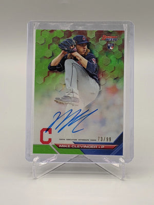 2016 Bowman's Best Mike Clevinger RC Green Auto Indians