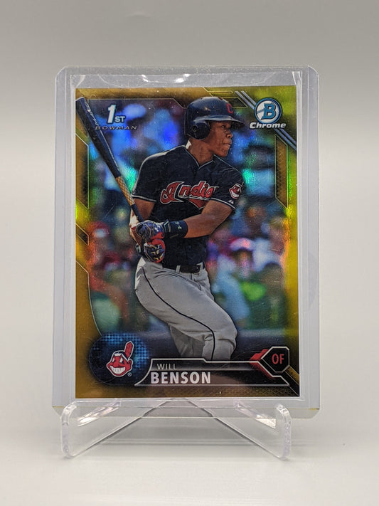 2016 Bowman Chrome Gold #BDC-80 Will Benson #/50 Indians