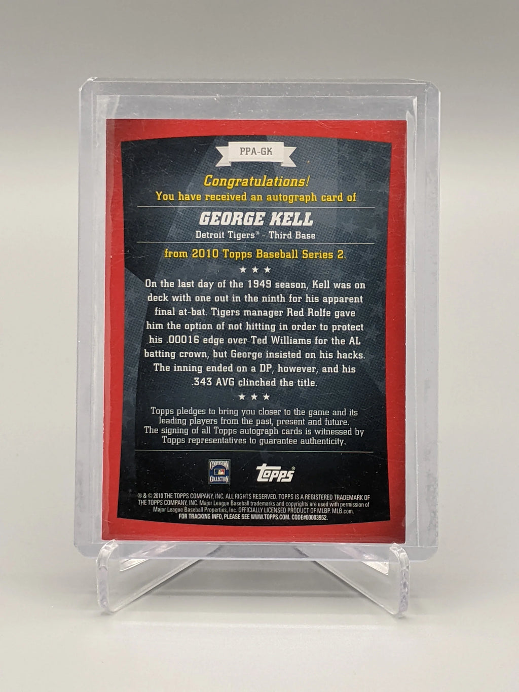 2010 Topps Peak Performance George Kell Tigers