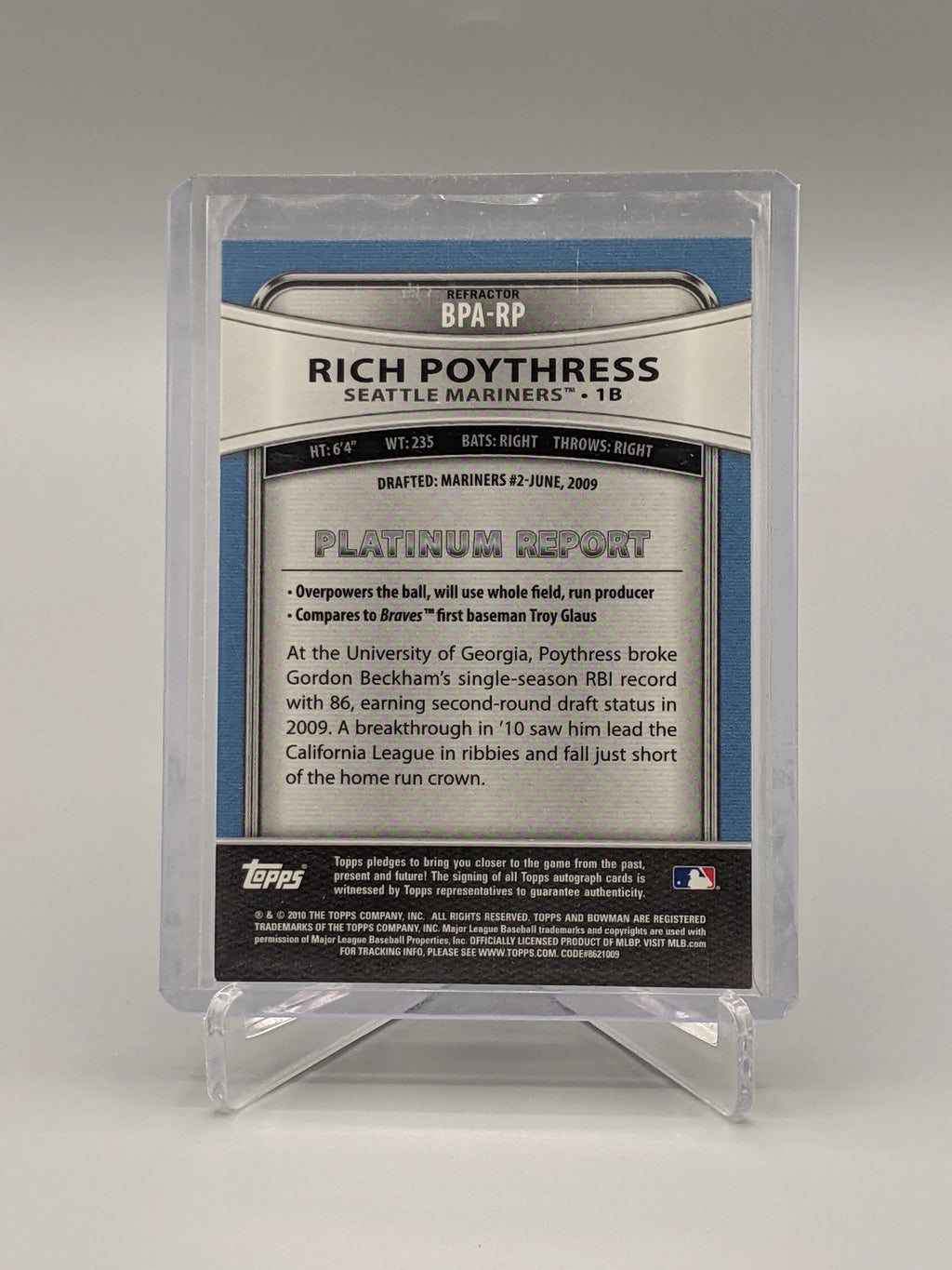 2010 Bowman Platinum Refractor Rich Poythress Mariners