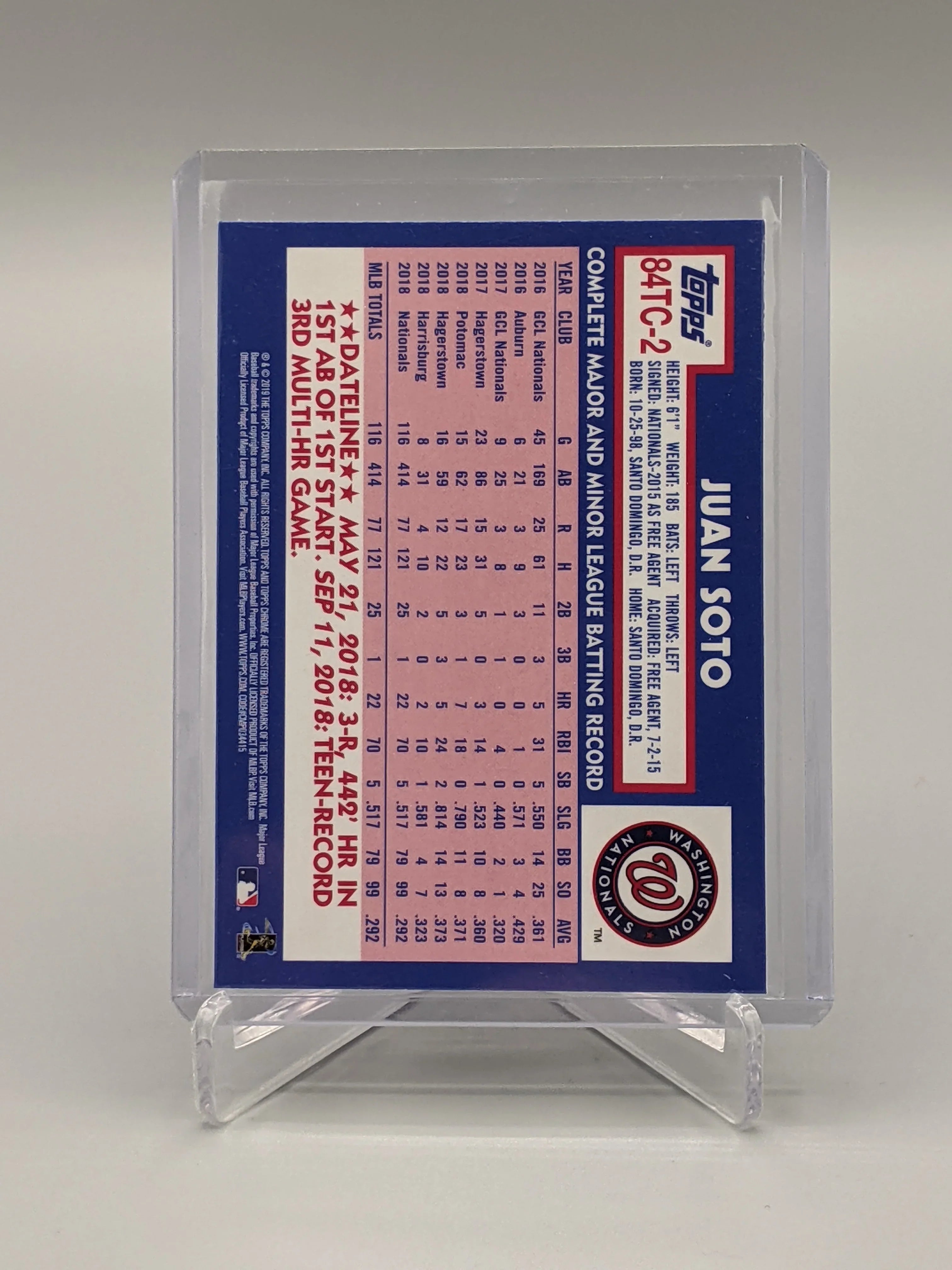 2019 Topps Chrome 84 Throwback #84TC-2 Juan Soto Nationals