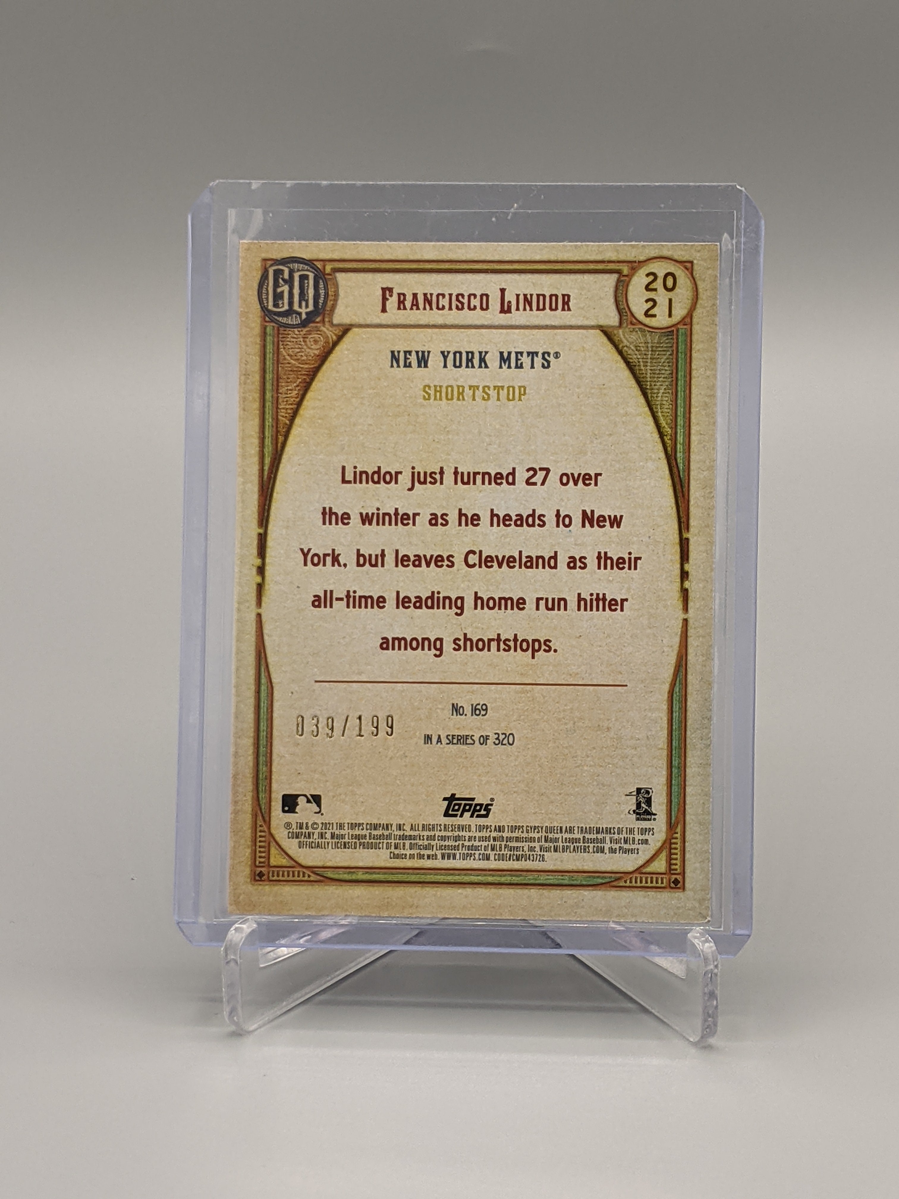 2021 Topps Gypsy Queen Turquoise Parallel #169 Francisco Lindor #/199 Mets