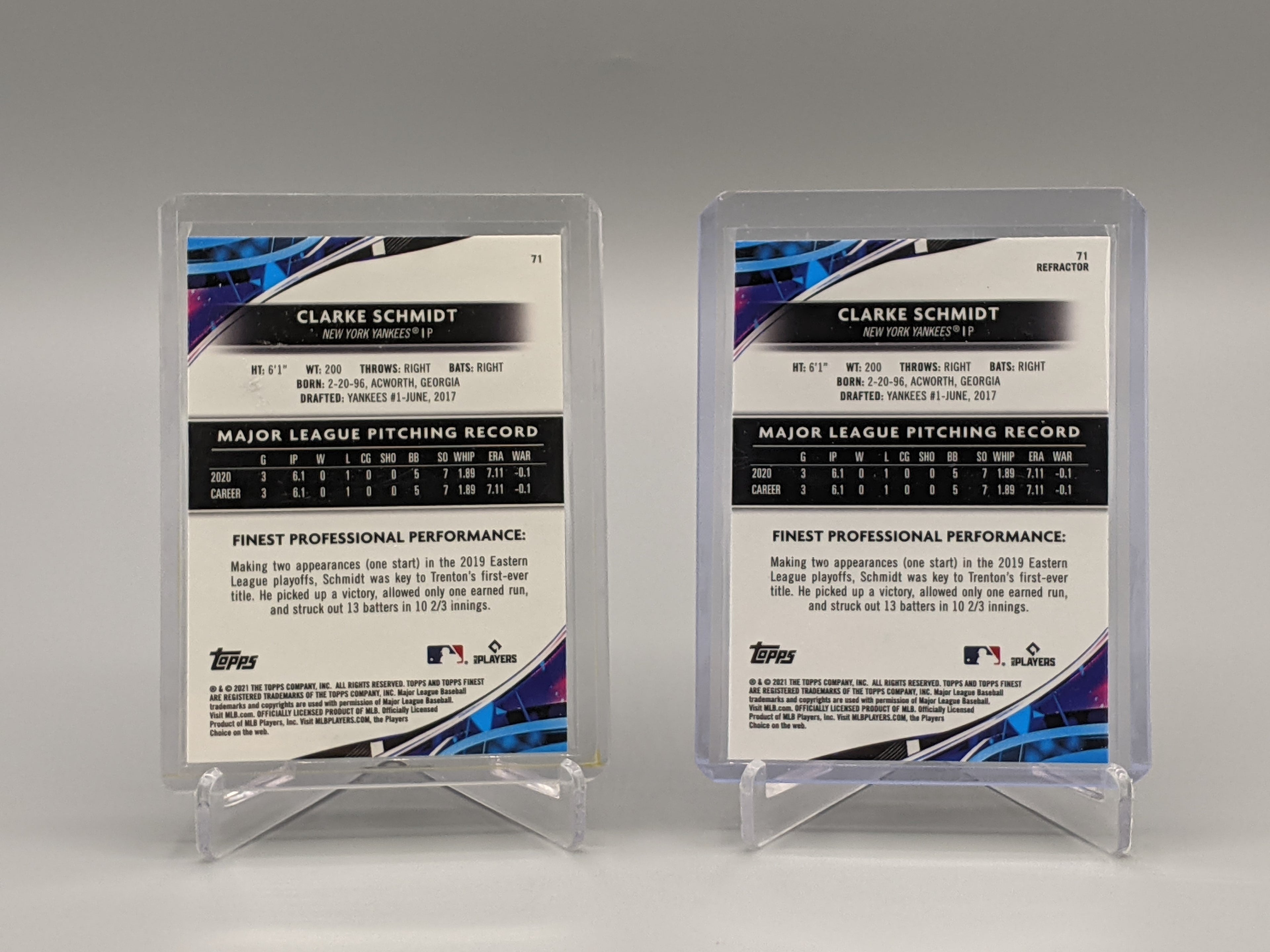 2021 Topps Finest #71 Clarke Schmidt RC (2) Card Lot Yankees