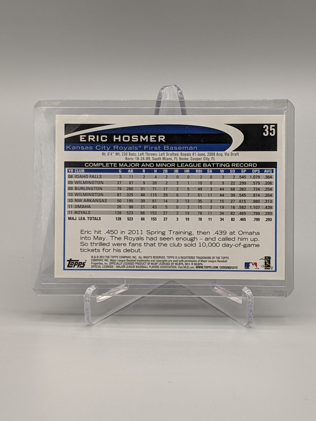 2012 Topps Dugout Variation #35 Eric Hosmer Royals