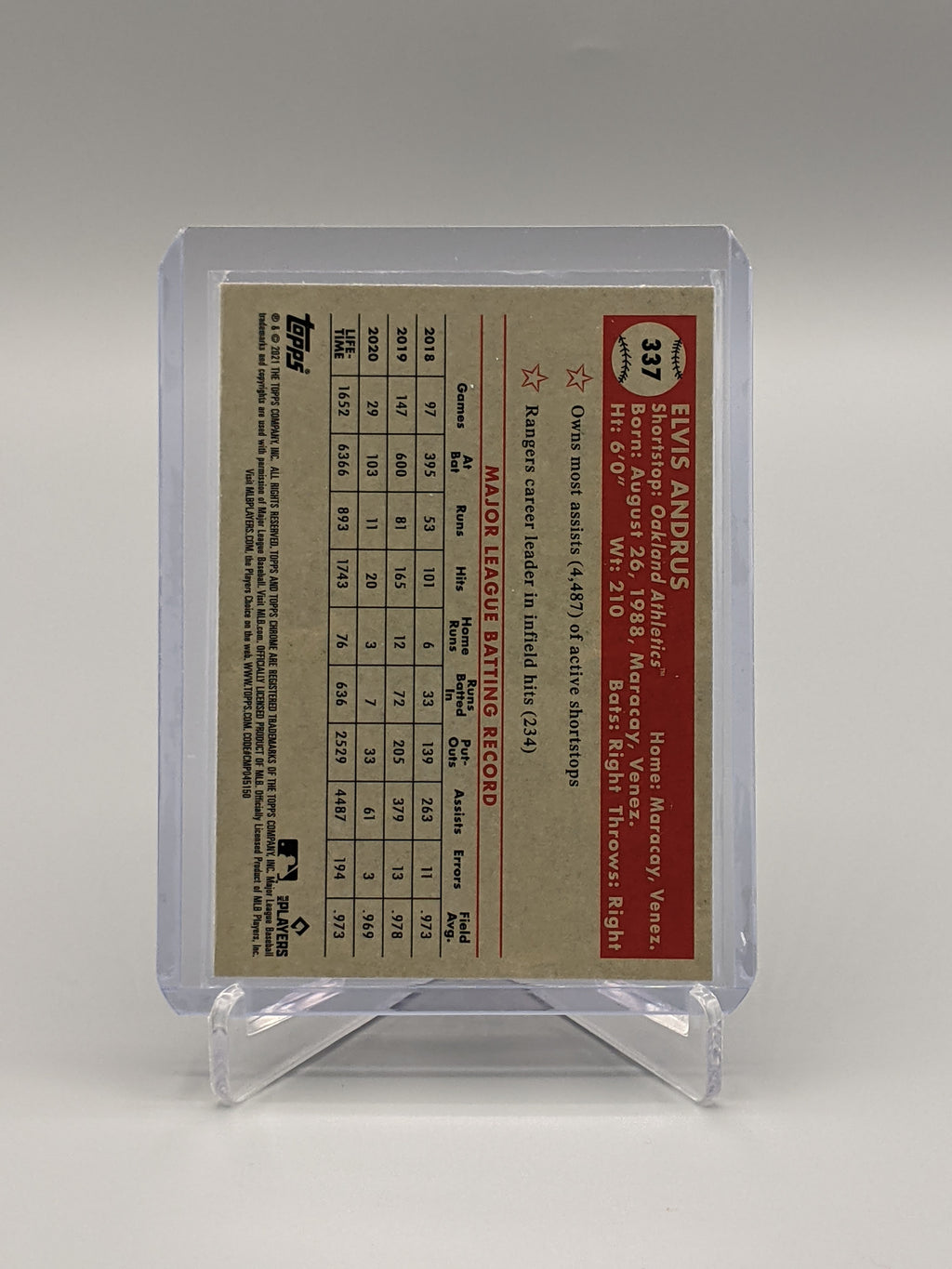 2021 Topps Chrome Platinum Anniversary X Fractor #337 Elvis Andrus A's Athletics