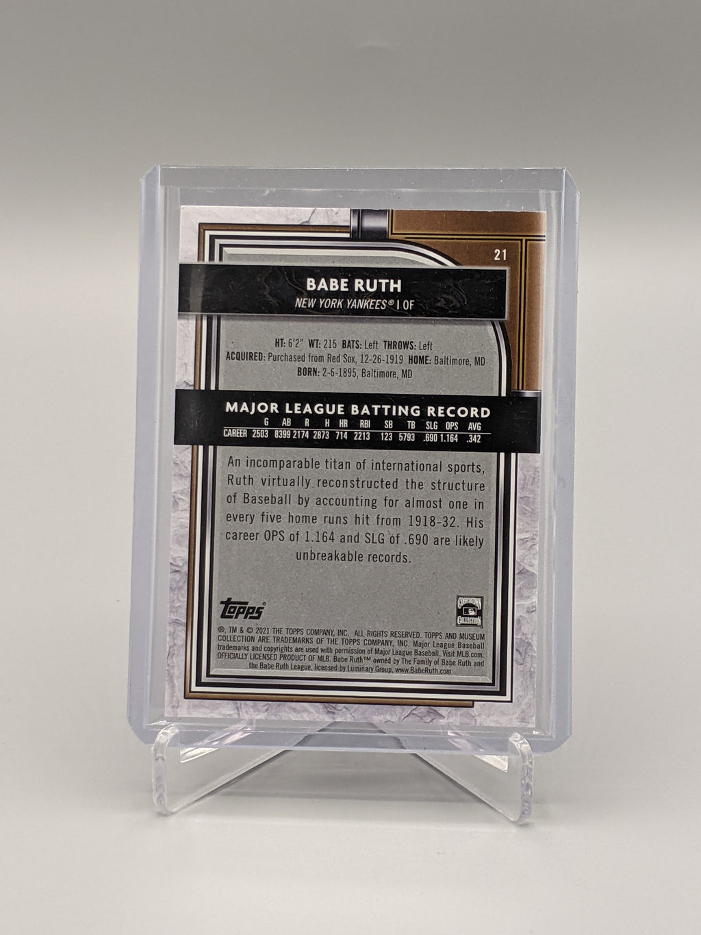 2021 Topps Museum Collection Copper #21 Babe Ruth Yankees