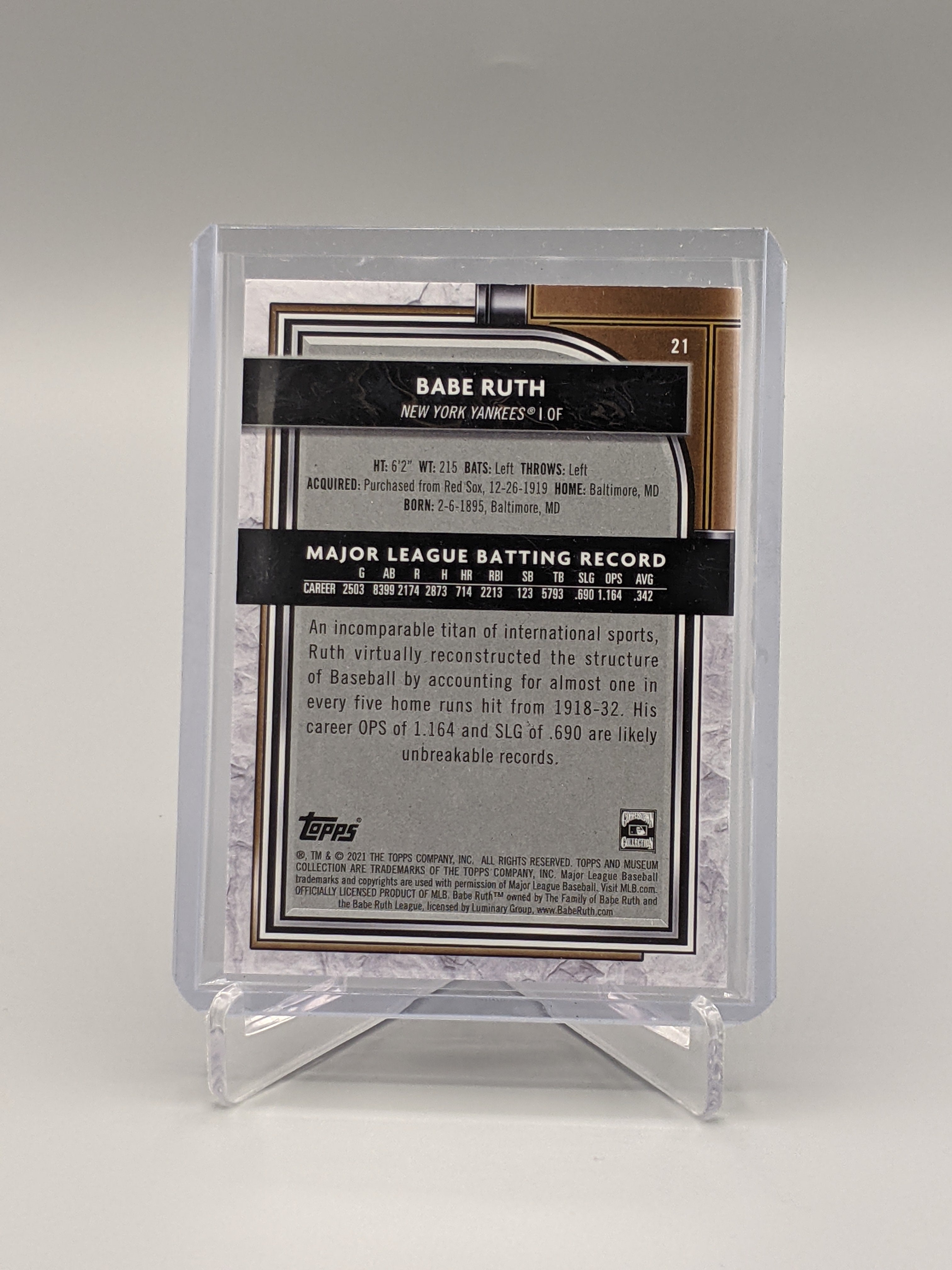 2021 Topps Museum Collection Copper #21 Babe Ruth Yankees