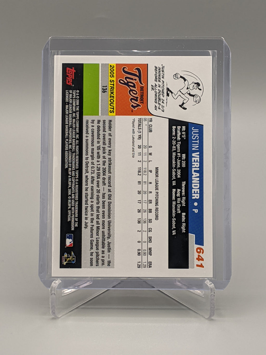 2006 Topps #641 Justin Verlander RC Tigers