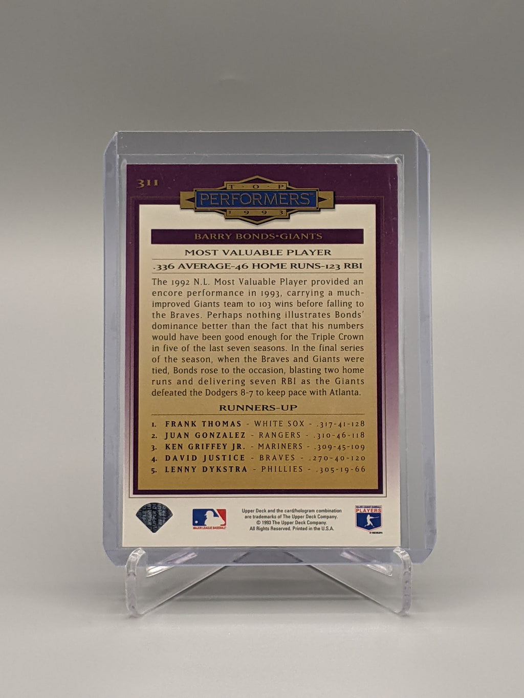 1994 Collector's Choice Top Performers Complete Set (10) Cards