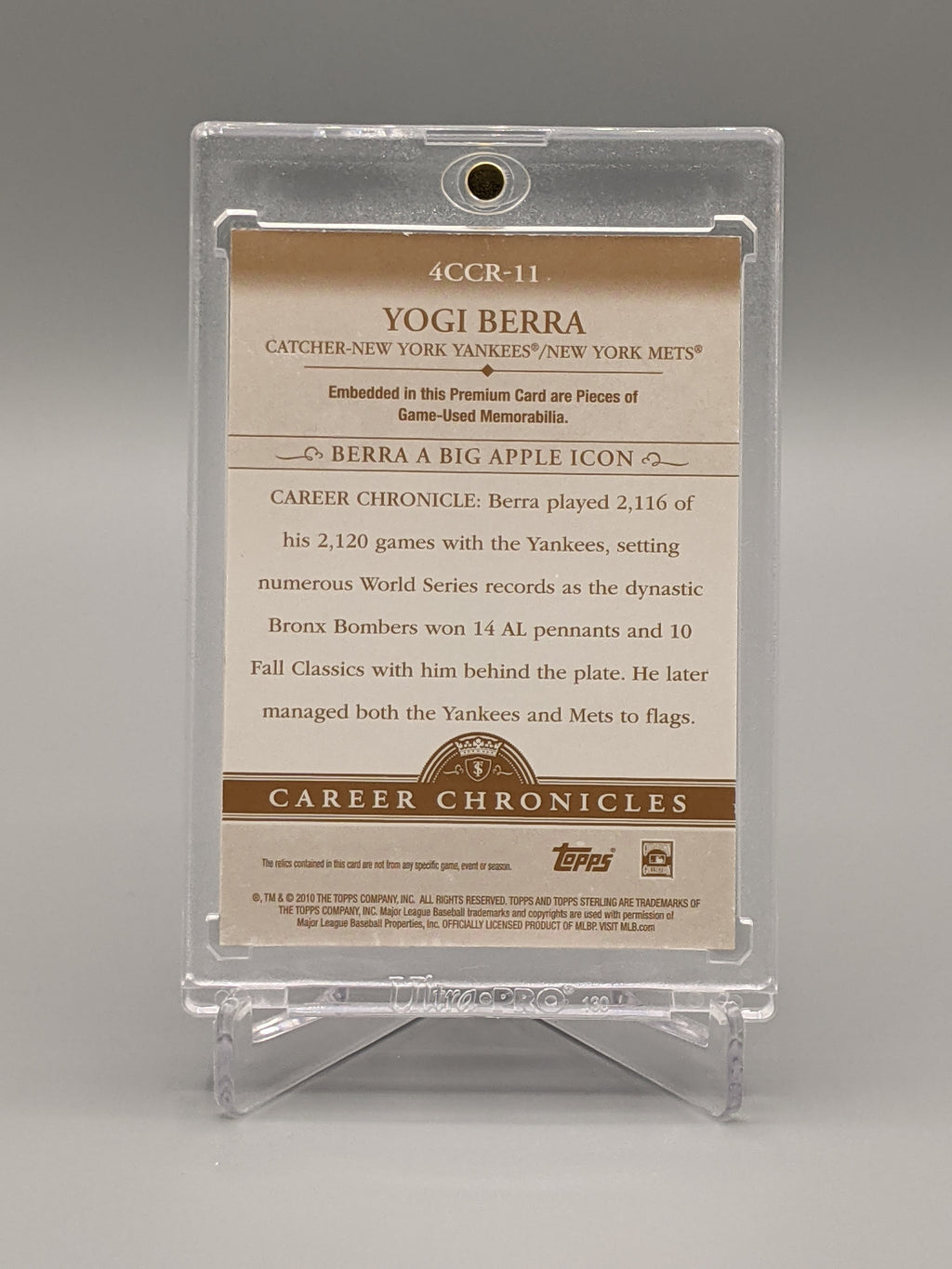 2010 Topps Sterling Career Chronicles #4CCR-11 Yogi Berra #/10 Yankees