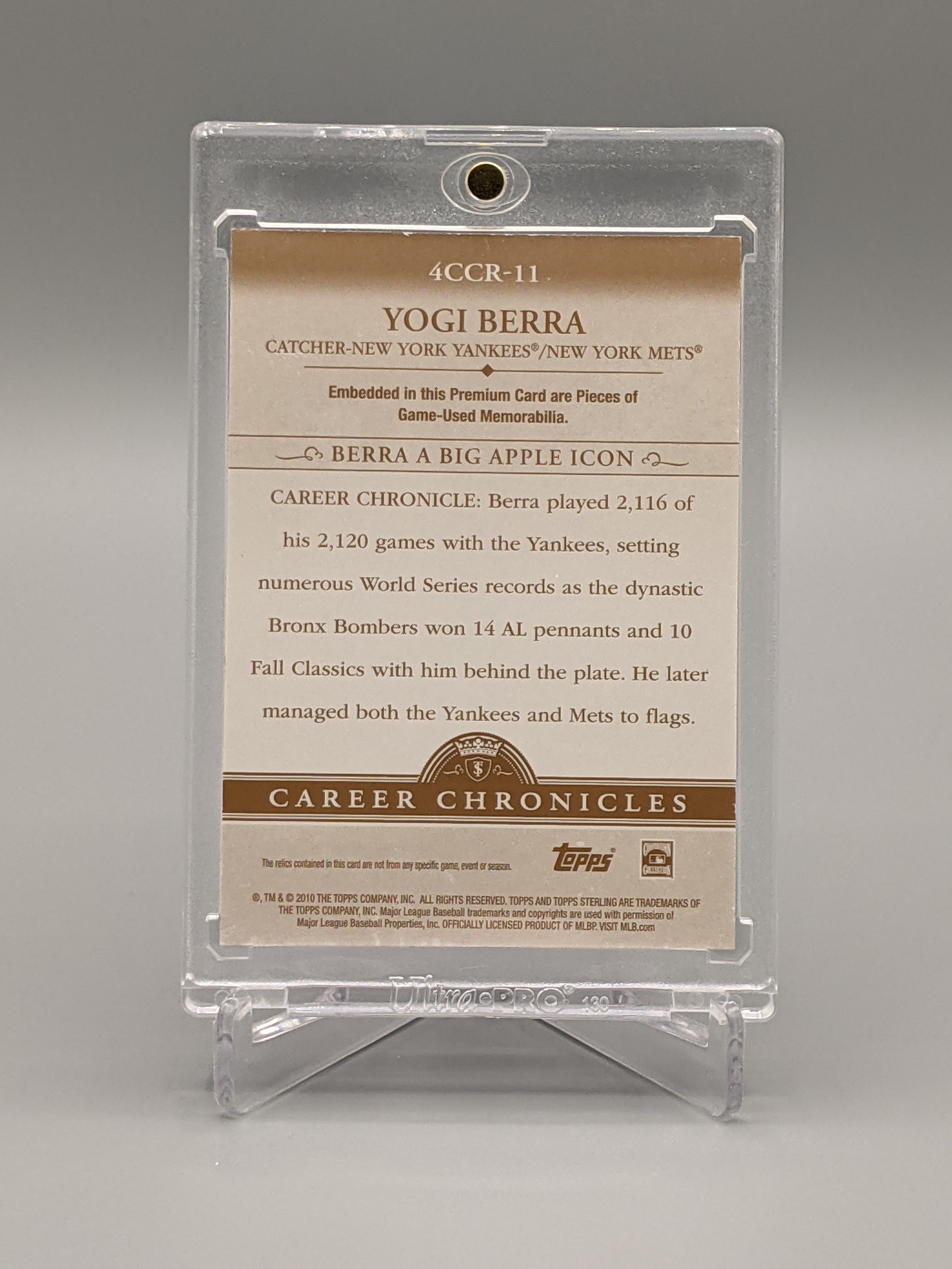 2010 Topps Sterling Career Chronicles #4CCR-11 Yogi Berra #/10 Yankees