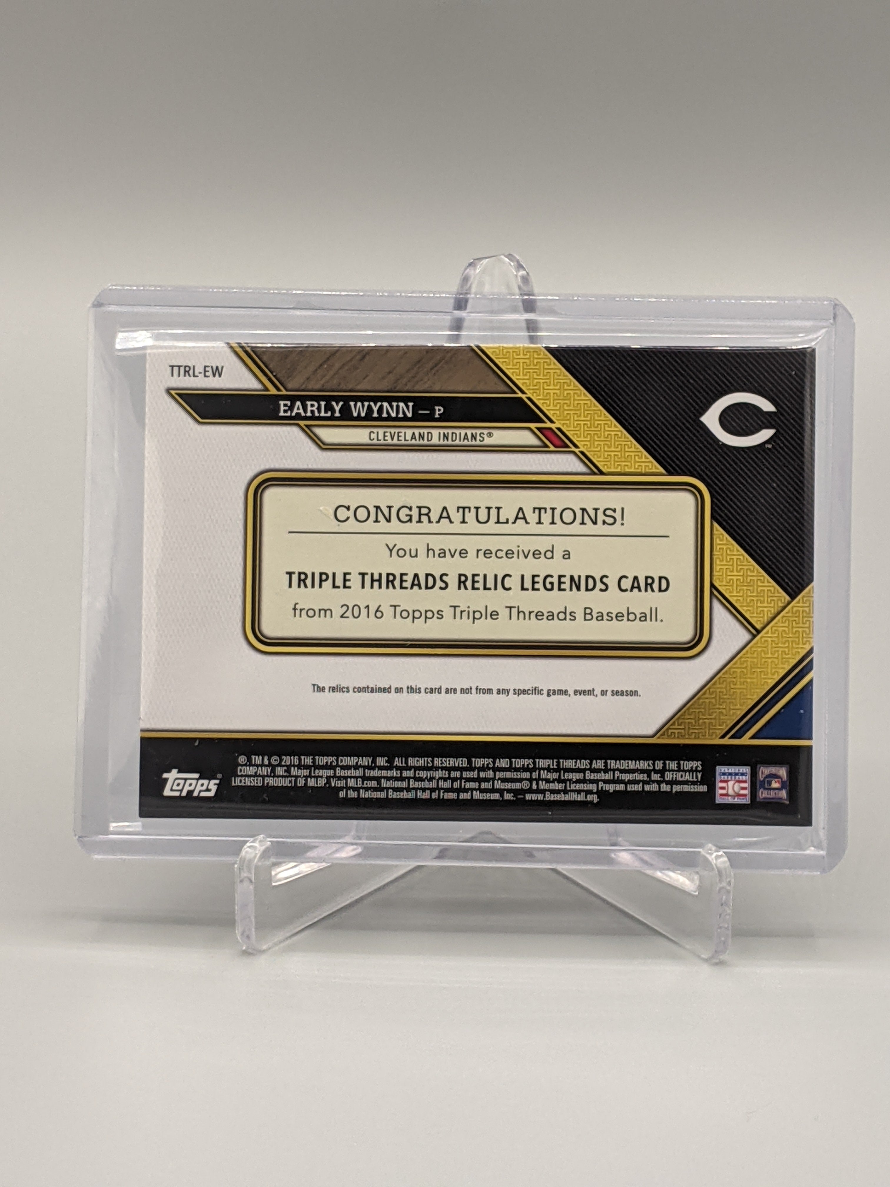 2016 Topps Triple Threads Legend Game-Used/Relic #TTRL-EW Early Wynn #/36 Indians
