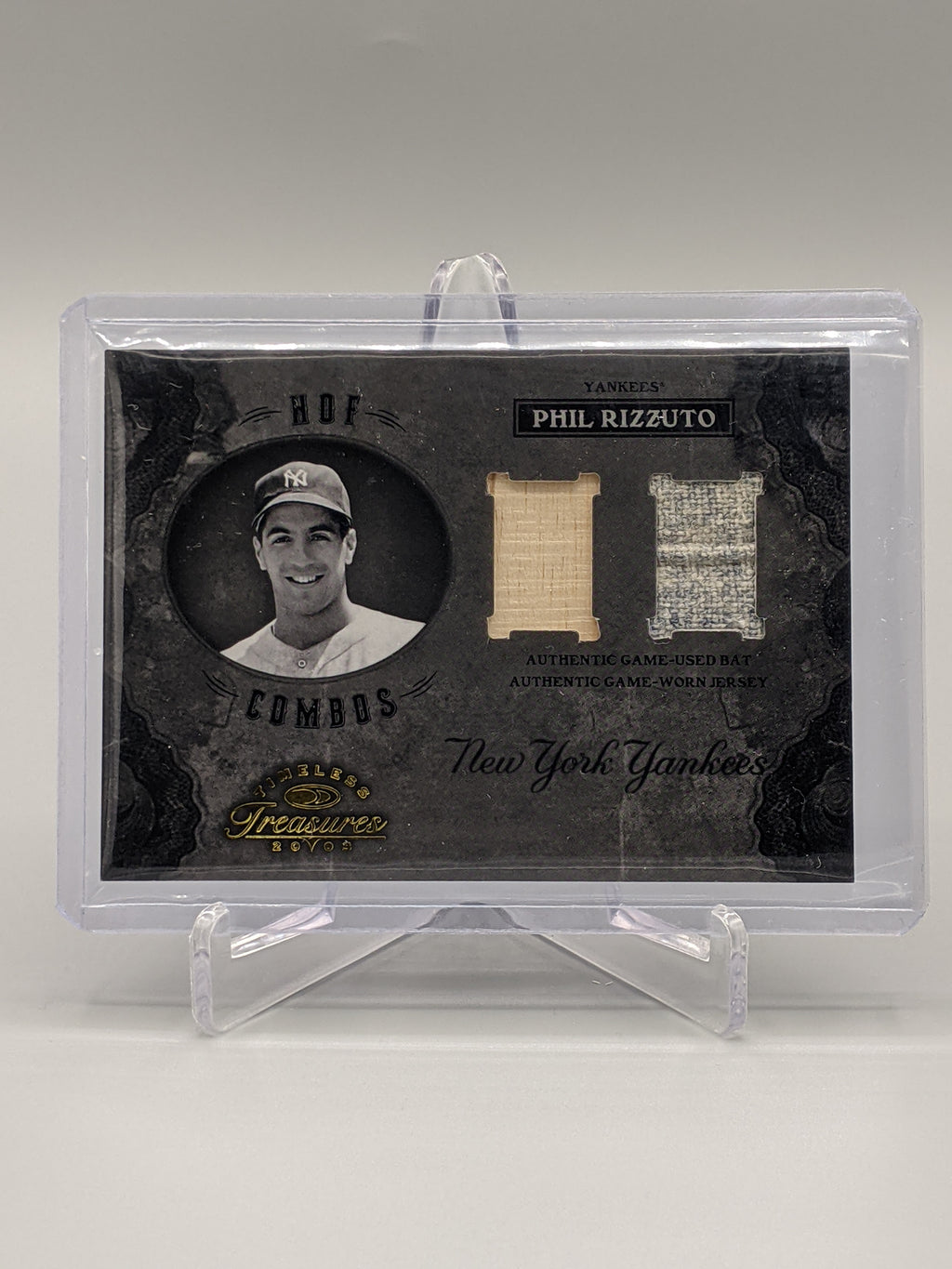 2003 Timeless Treasures HOF Combos #HOF-8 Phil Rizzuto Game-Used #/50 Yankees