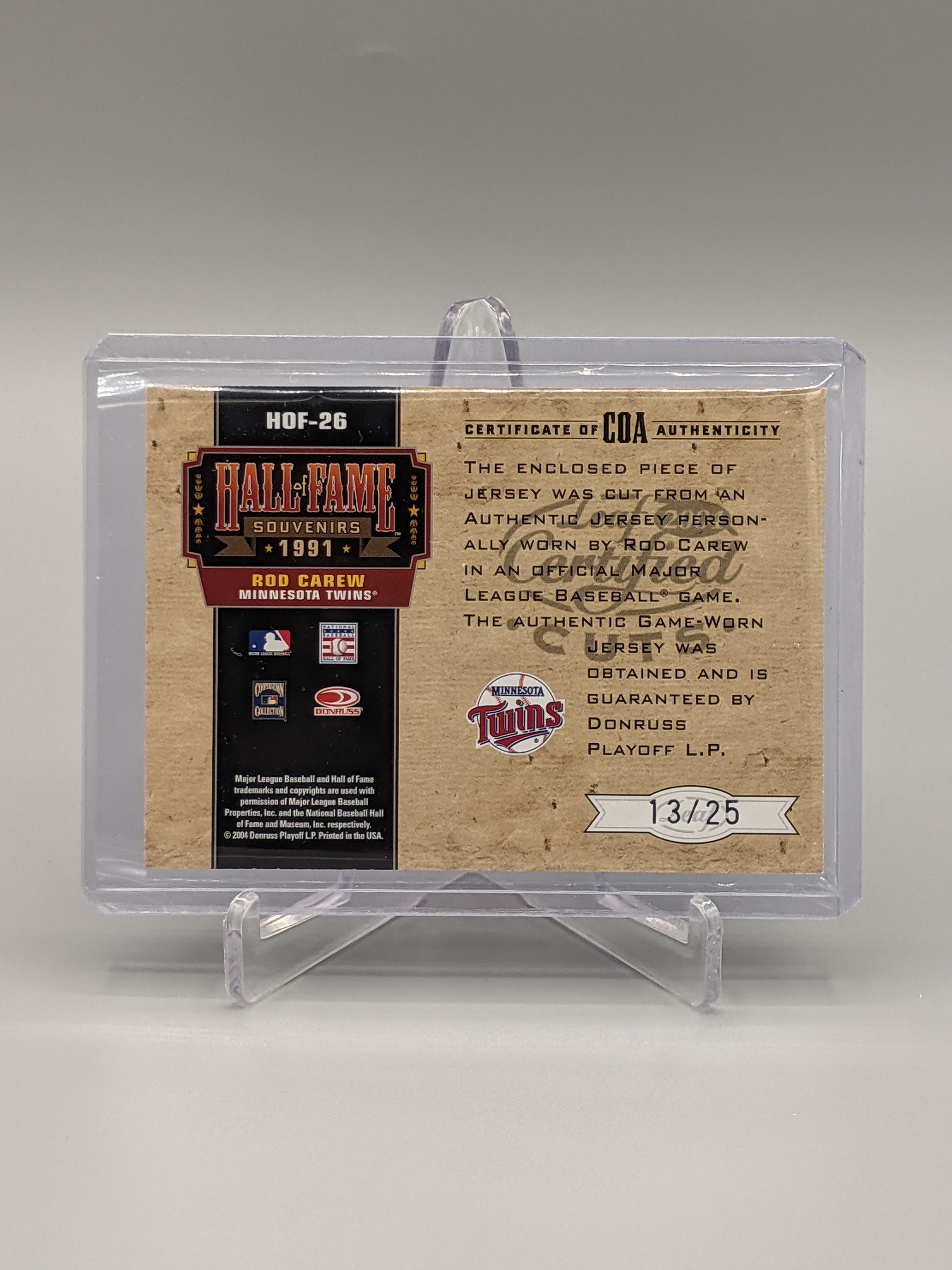 2004 Leaf Certified Cuts #HOF-26 Rod Carew #/25 Twins