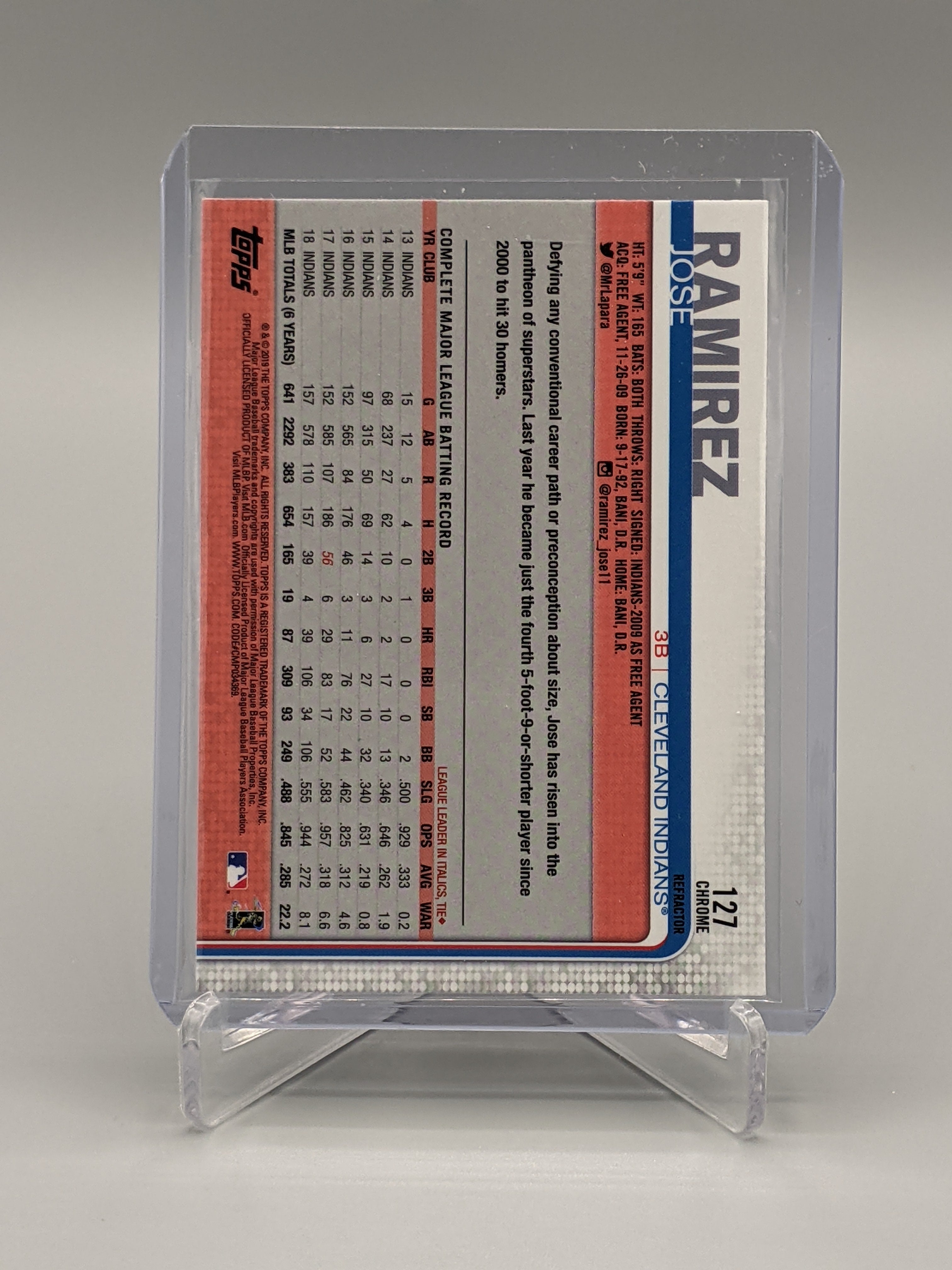 2019 Topps Chrome Refractor #127 Jose Ramirez Indians