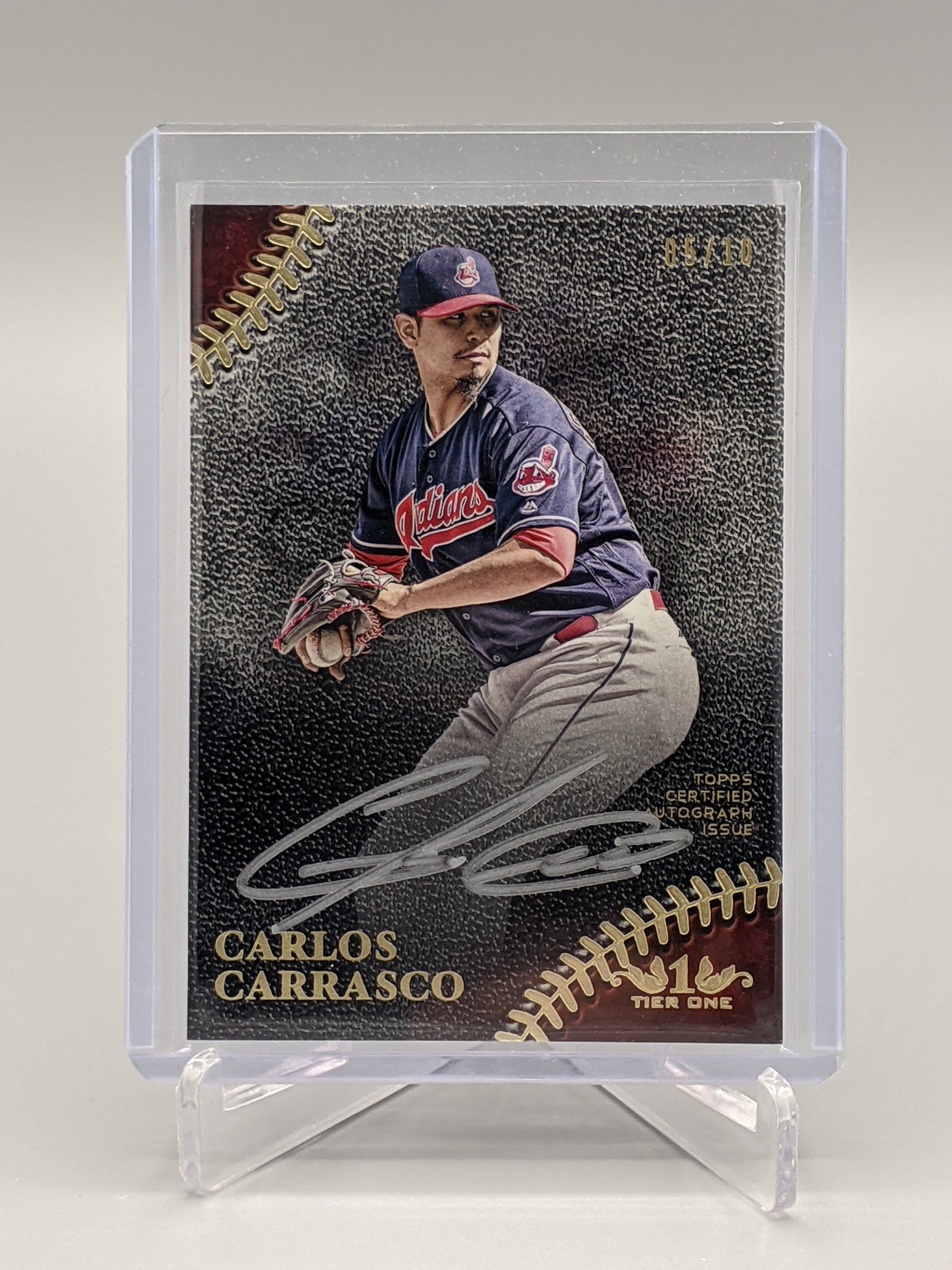 2018 Topps Tier One Auto #PPA-CCA Carlos Carrasco #/10 Indians