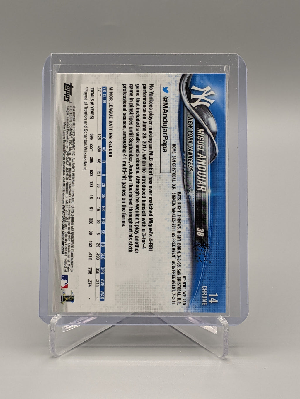 2018 Topps Chrome #14 Miguel Andujar RC Yankees