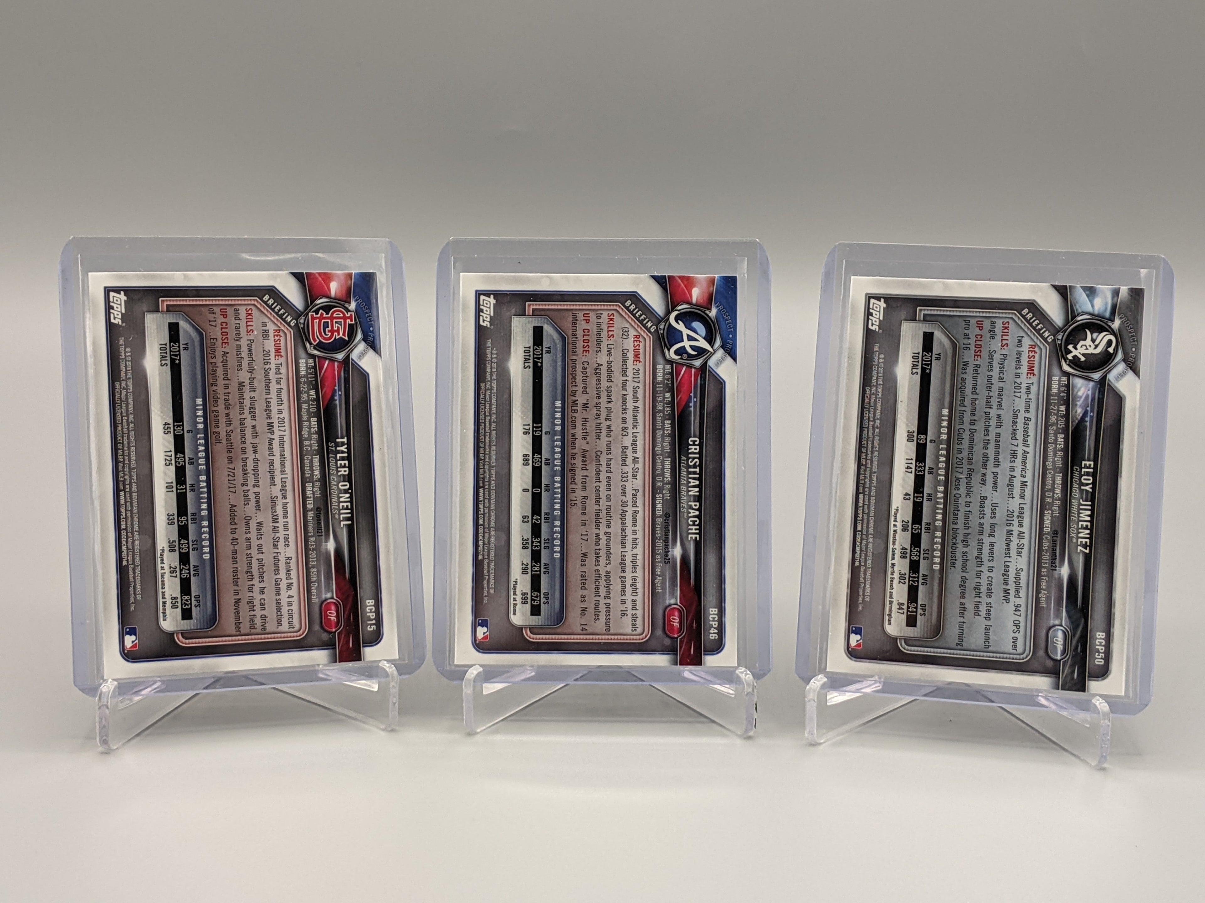 2018 Bowman Chrome Prospects Lot Pache, Jimenez (5 Cards) Crdinals Braves White Sox