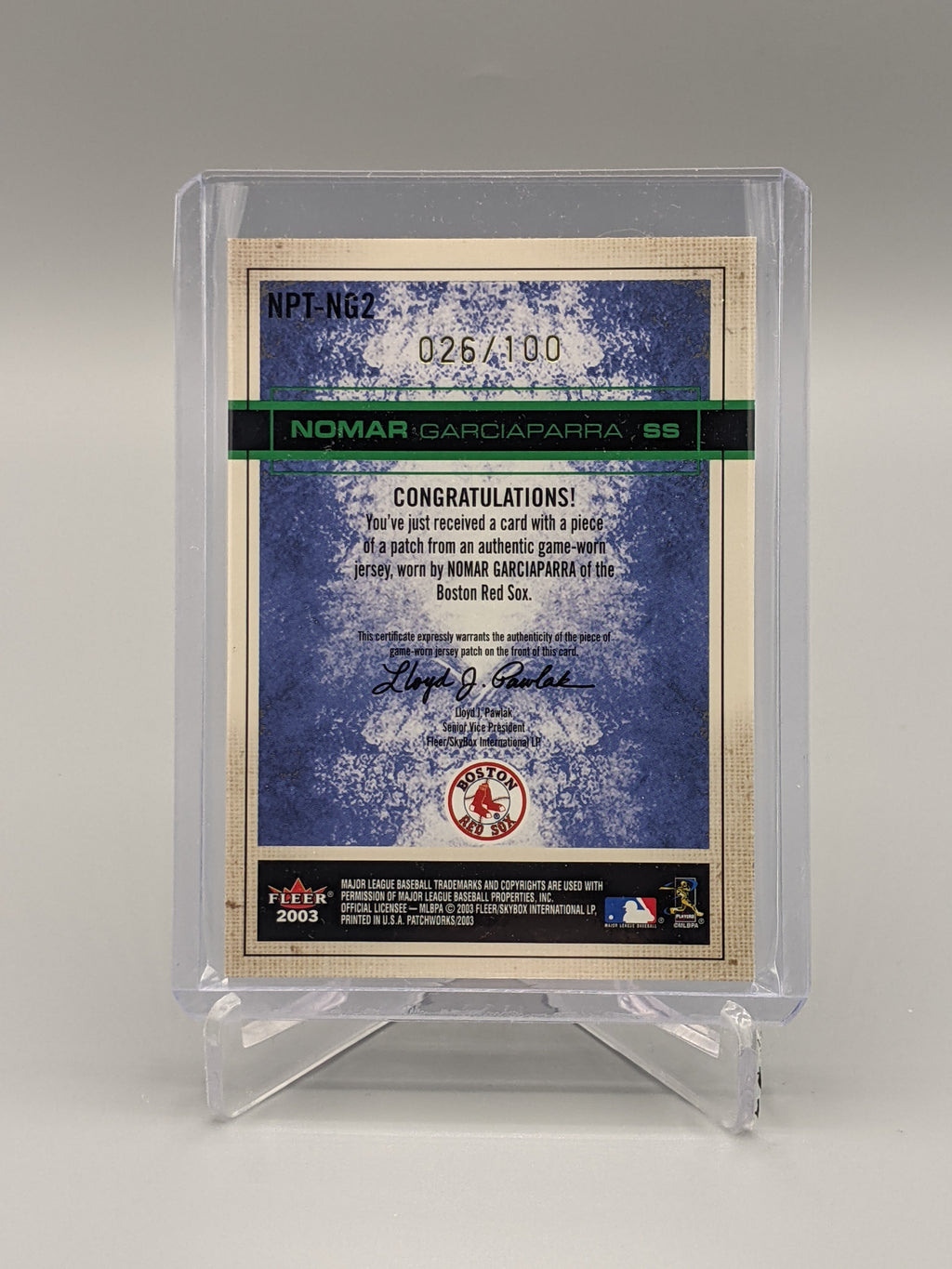 2002 Fleer Patchworks National Patchtime  Nomar Garciaparra #/100 Red Sox