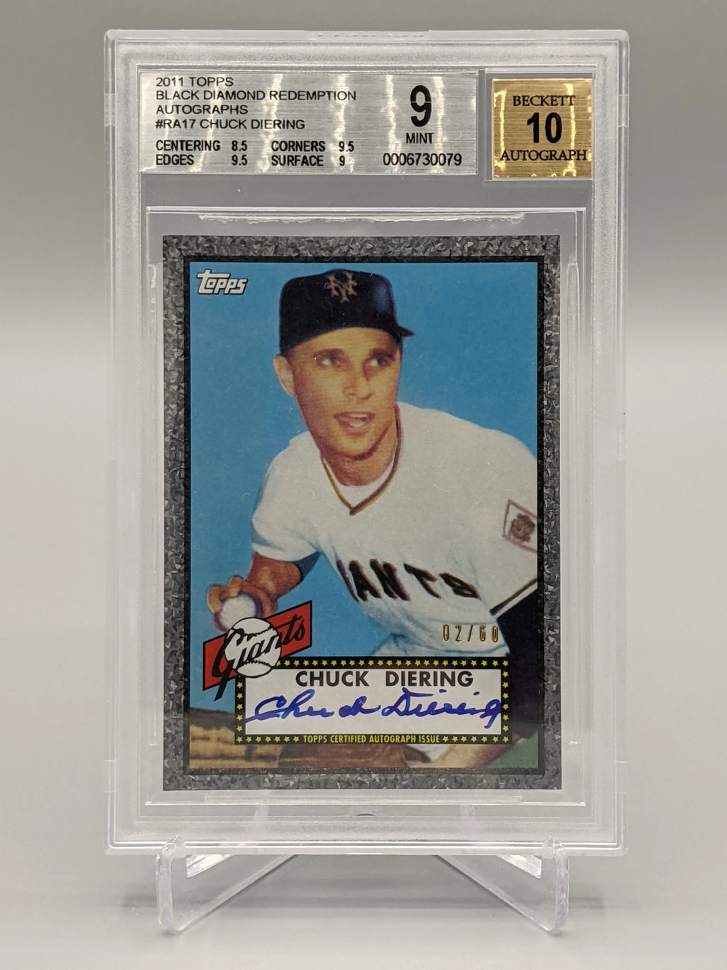 2011 Topps Black Diamond Redemption Auto #RA17 Chuck Diering #/60 Giants