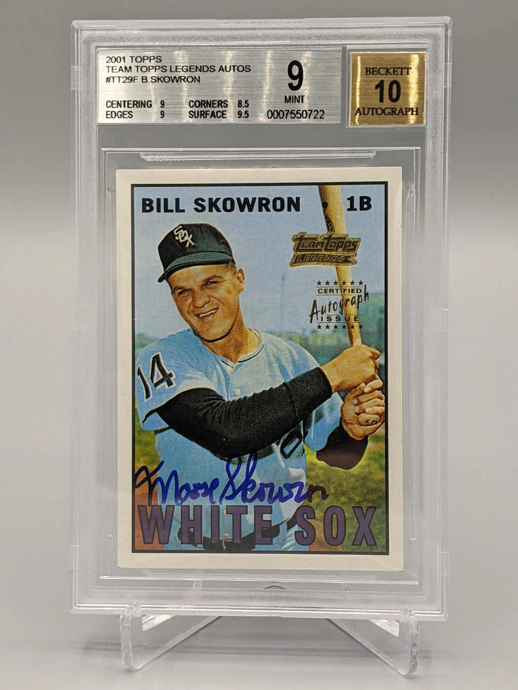 2001 Topps Legends Auto #TT29F Bill Skowron BGS 9 White Sox