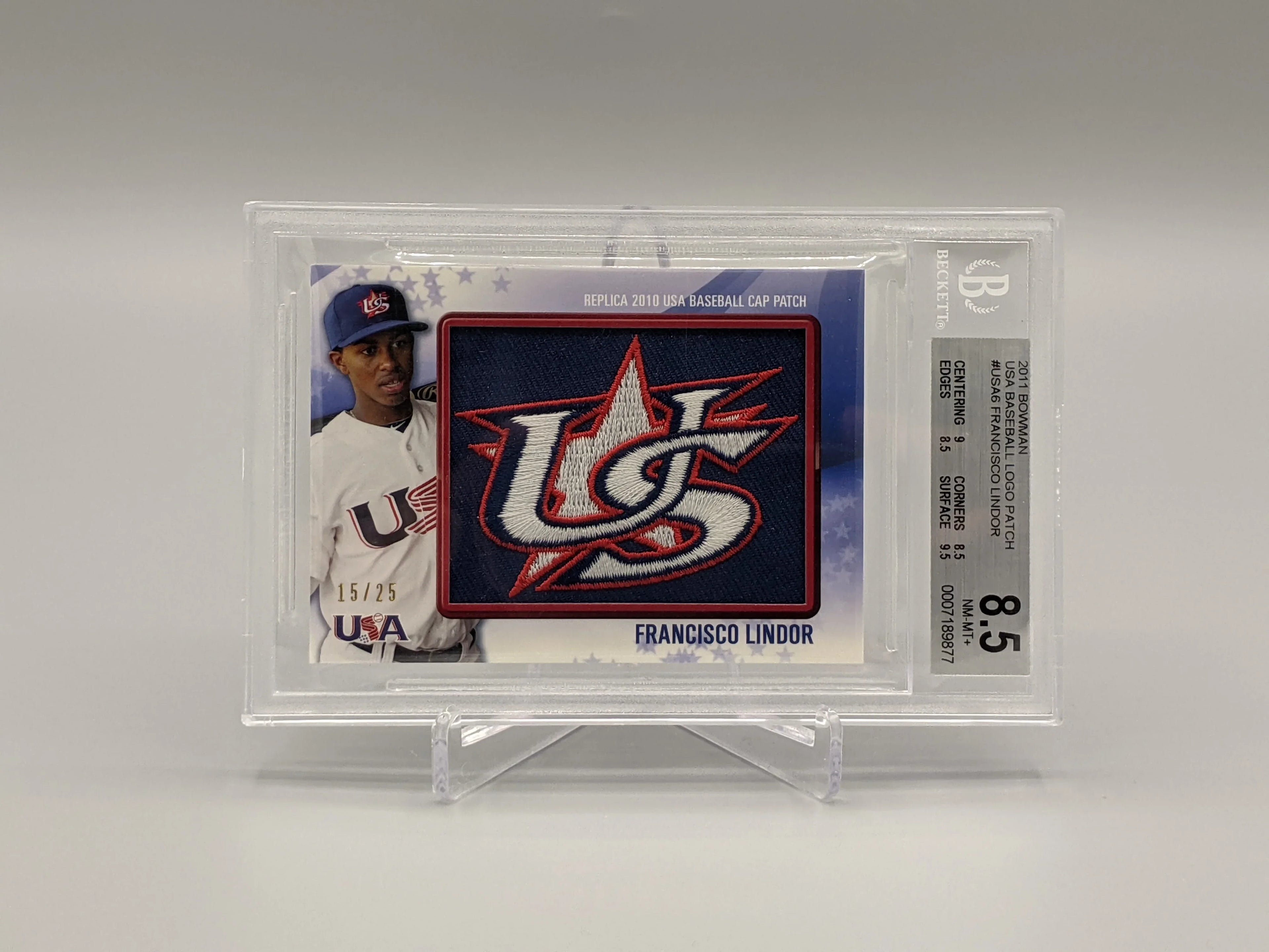 2011 Bowman Team USA Logo Francisco Lindor #/25 Pop 1 Indians