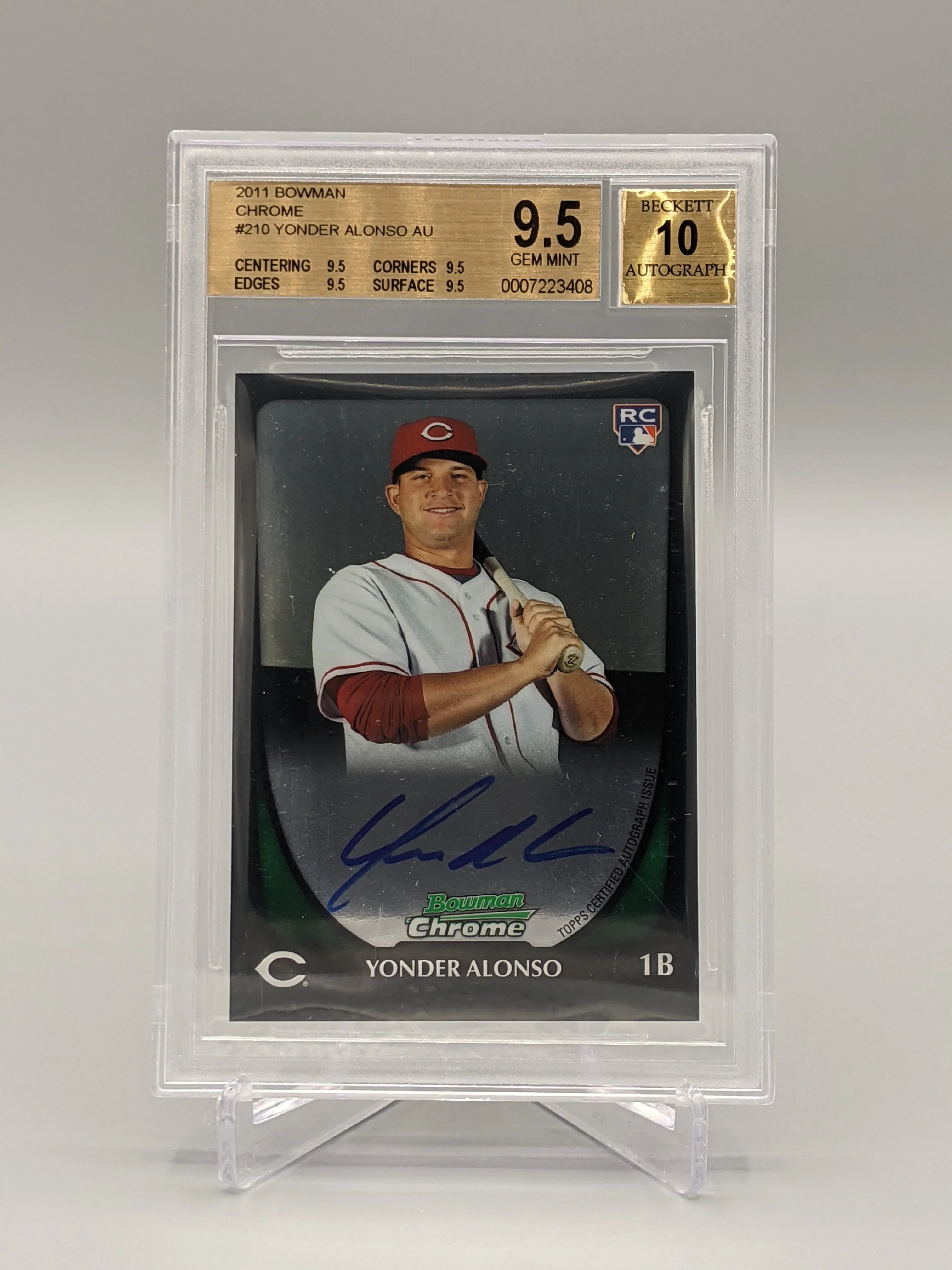 2011 Bowman Chrome #210 Yonder Alonso RC Autograph BGS 9.5 Reds