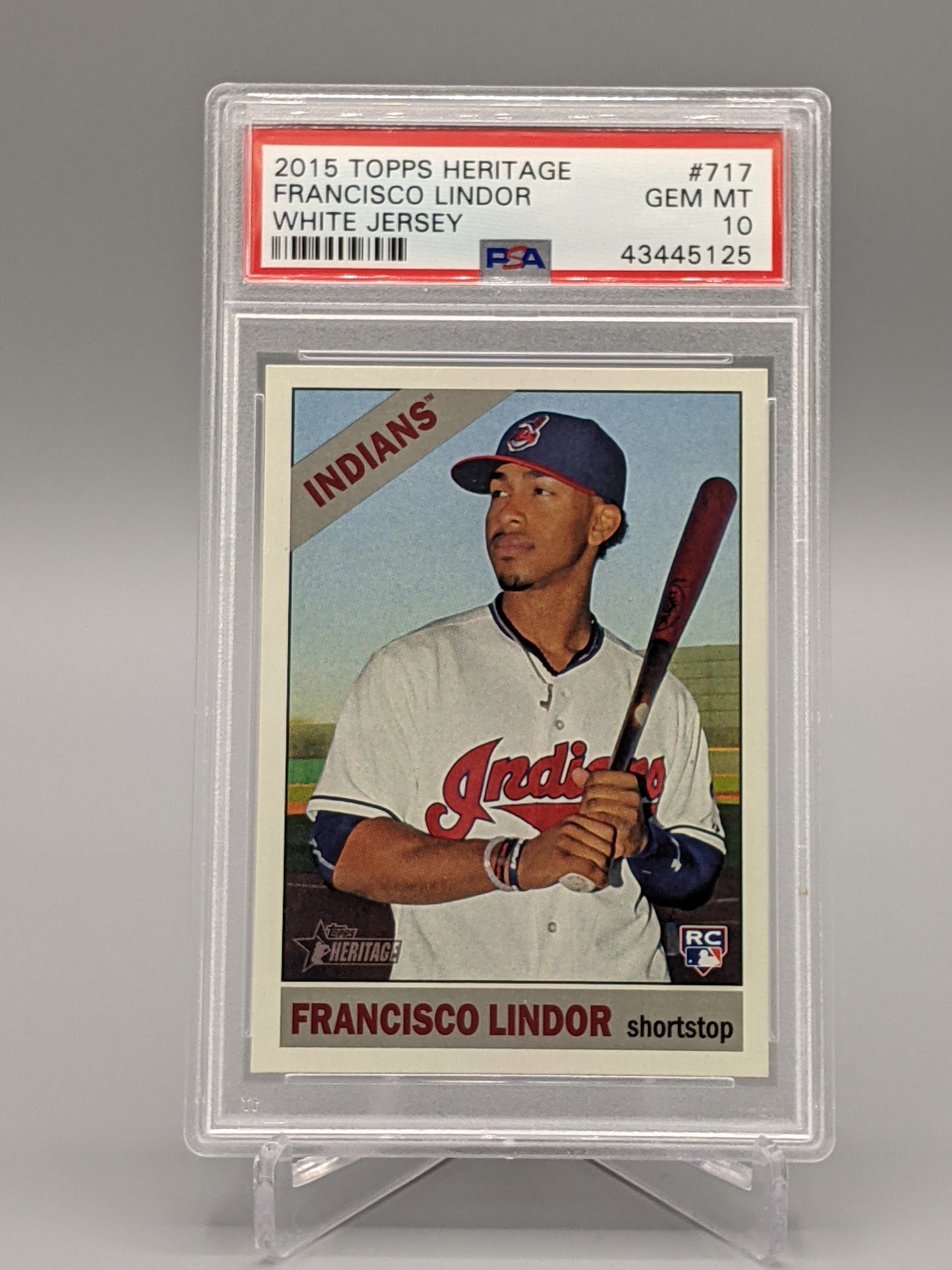 2015 Topps Heritage #717 Francisco Lindor RC White Jersey PSA 10 Indians