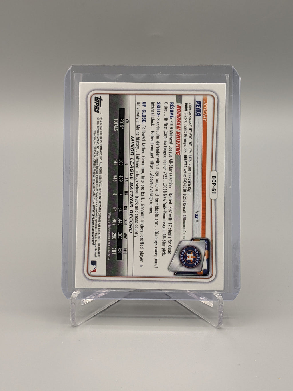 2020 Bowman Chrome #BCP-61 Jeremy Pena Astros