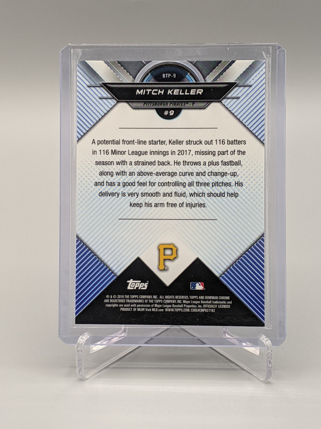 2018 Bowman Chrome Top 100 Orange #BT-9 Mitch Keller #/25 Pirates