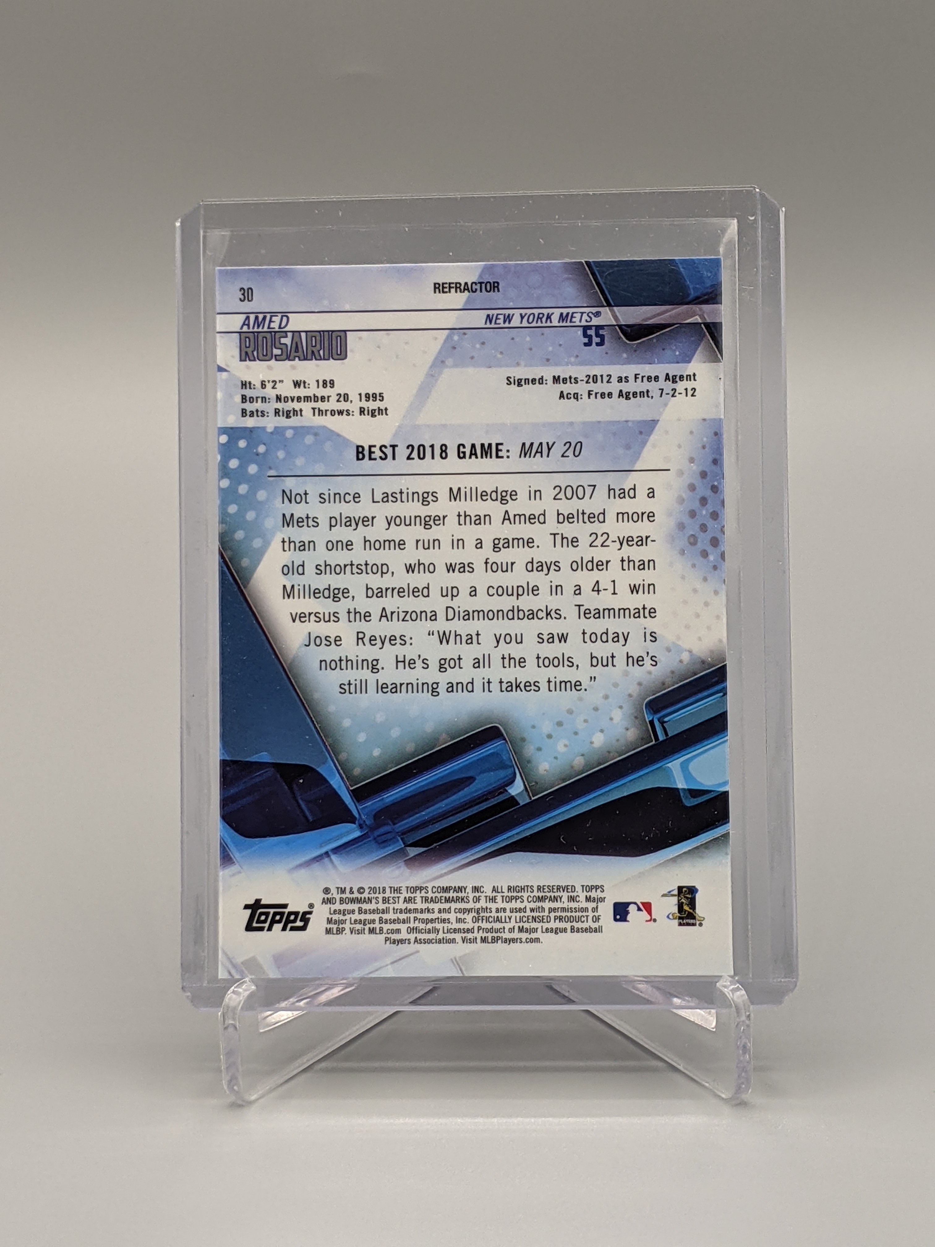 2018 Bowman Best Refractor #30 Amed Rosario RC Mets