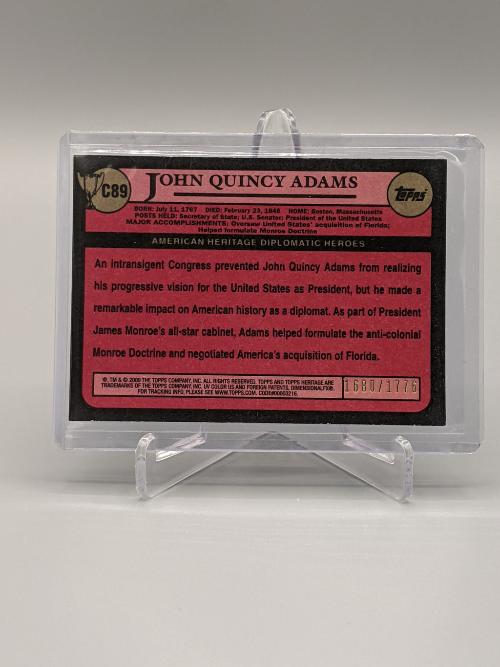 2009 Topps American Heritage Heroes Chrome #C89 John Quincy Adams #/1776