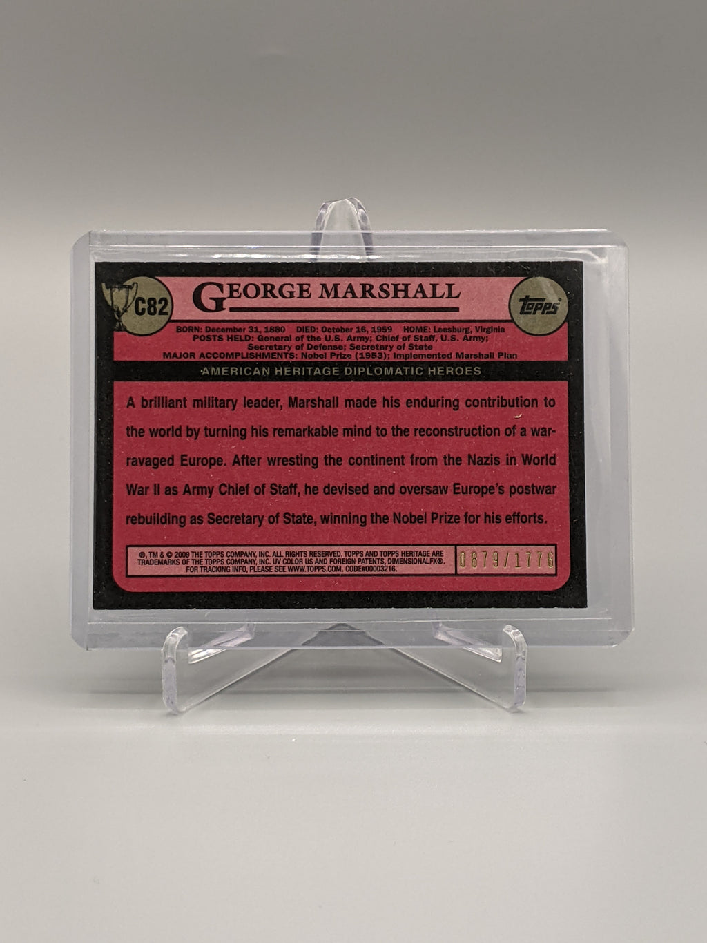 2009 Topps American Heritage Heroes Chrome #C82 George Marshall #/1776