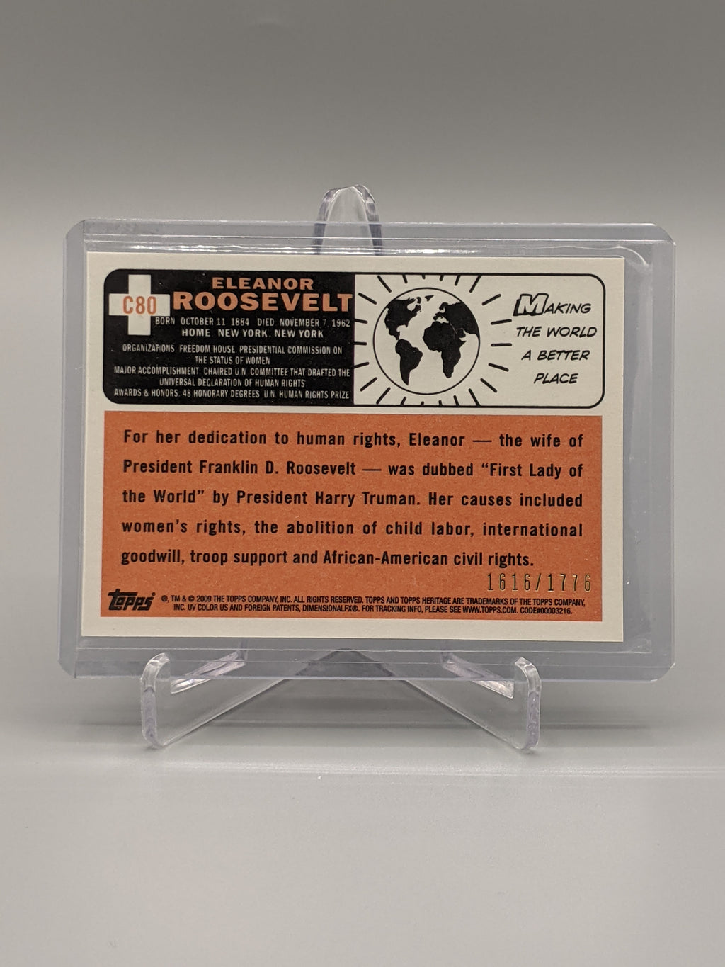 2009 Topps American Heritage Heroes Chrome #C80 Eleanor Roosevelt #/1776