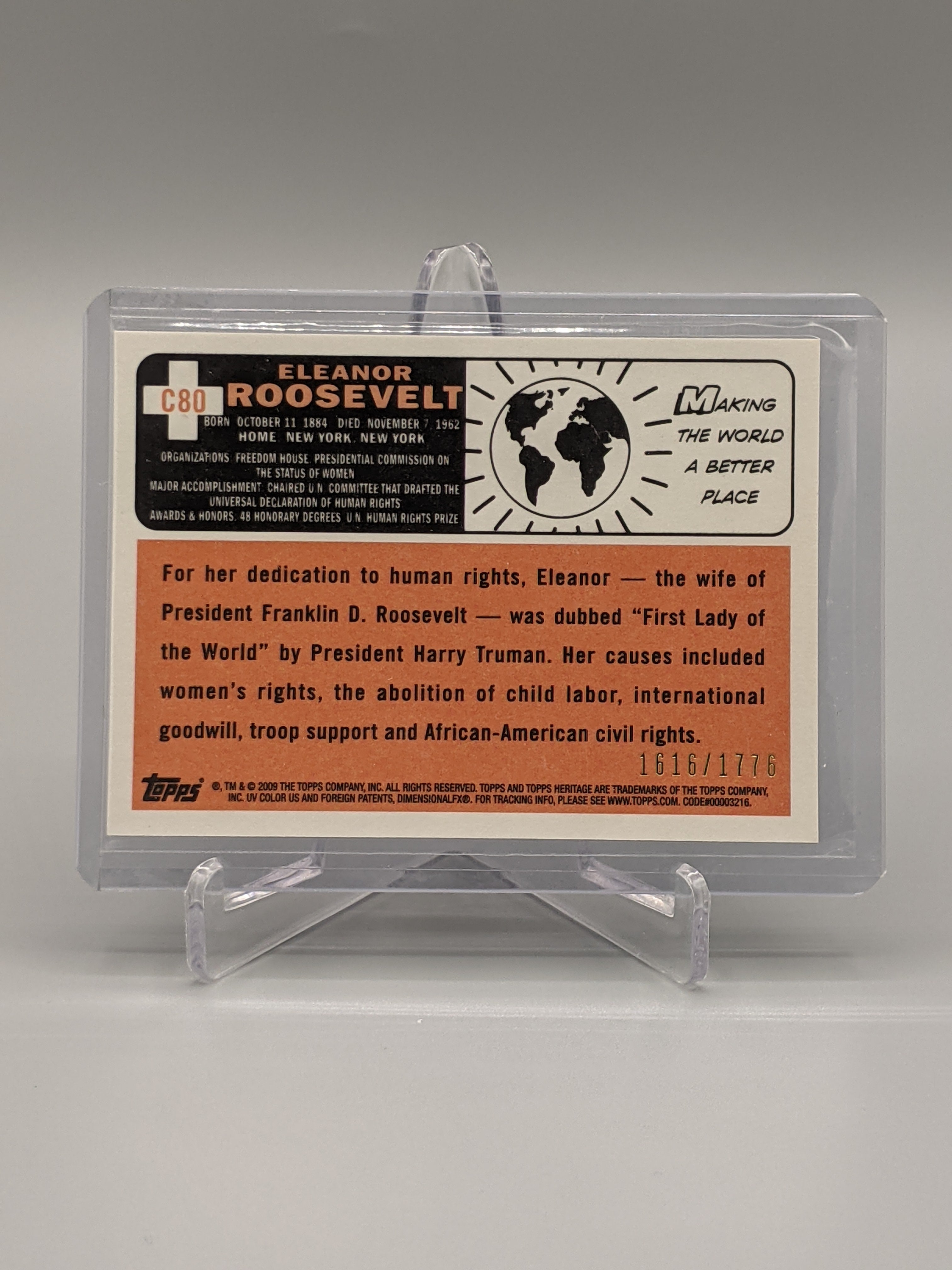 2009 Topps American Heritage Heroes Chrome #C80 Eleanor Roosevelt #/1776