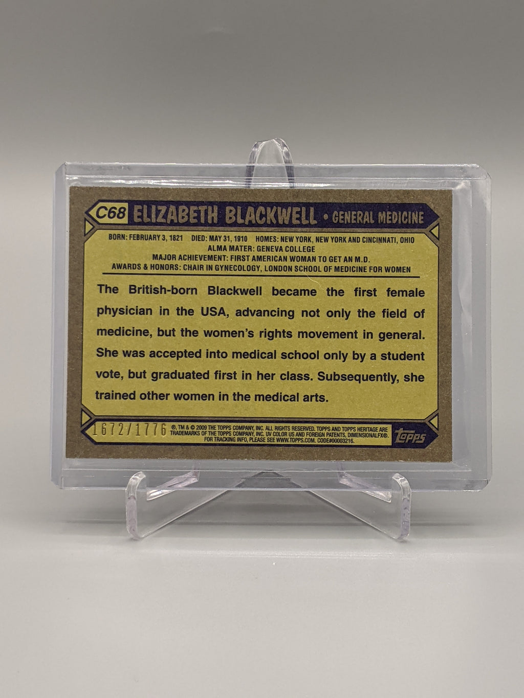 2009 Topps American Heritage Heroes Chrome #C68 Elizabeth Blackwell #/1776