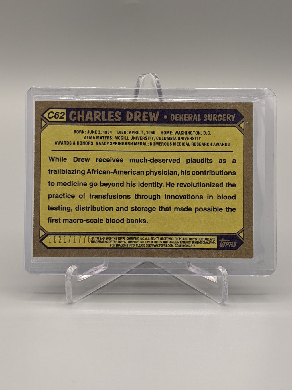 2009 Topps American Heritage Heroes Chrome #C62 Charles Drew #/1776