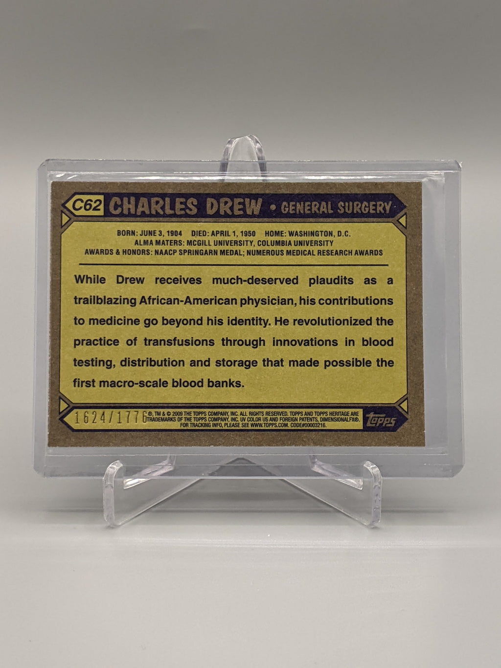 2009 Topps American Heritage Heroes Chrome #C62 Charles Drew #/1776 (BD)