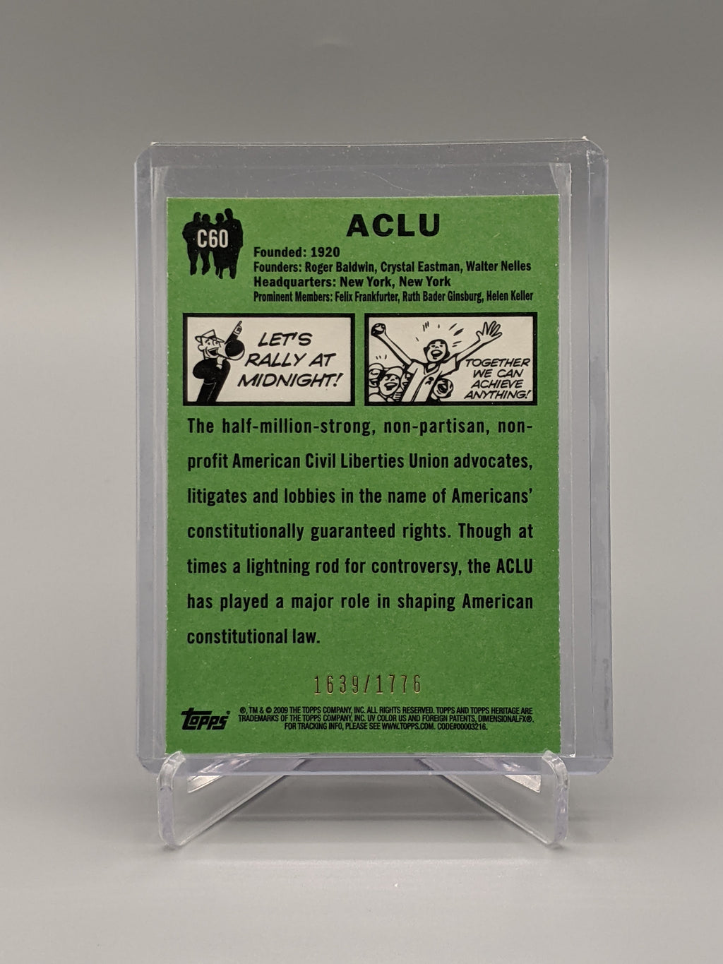 2009 Topps American Heritage Heroes Chrome #C60 ACLU #/1776