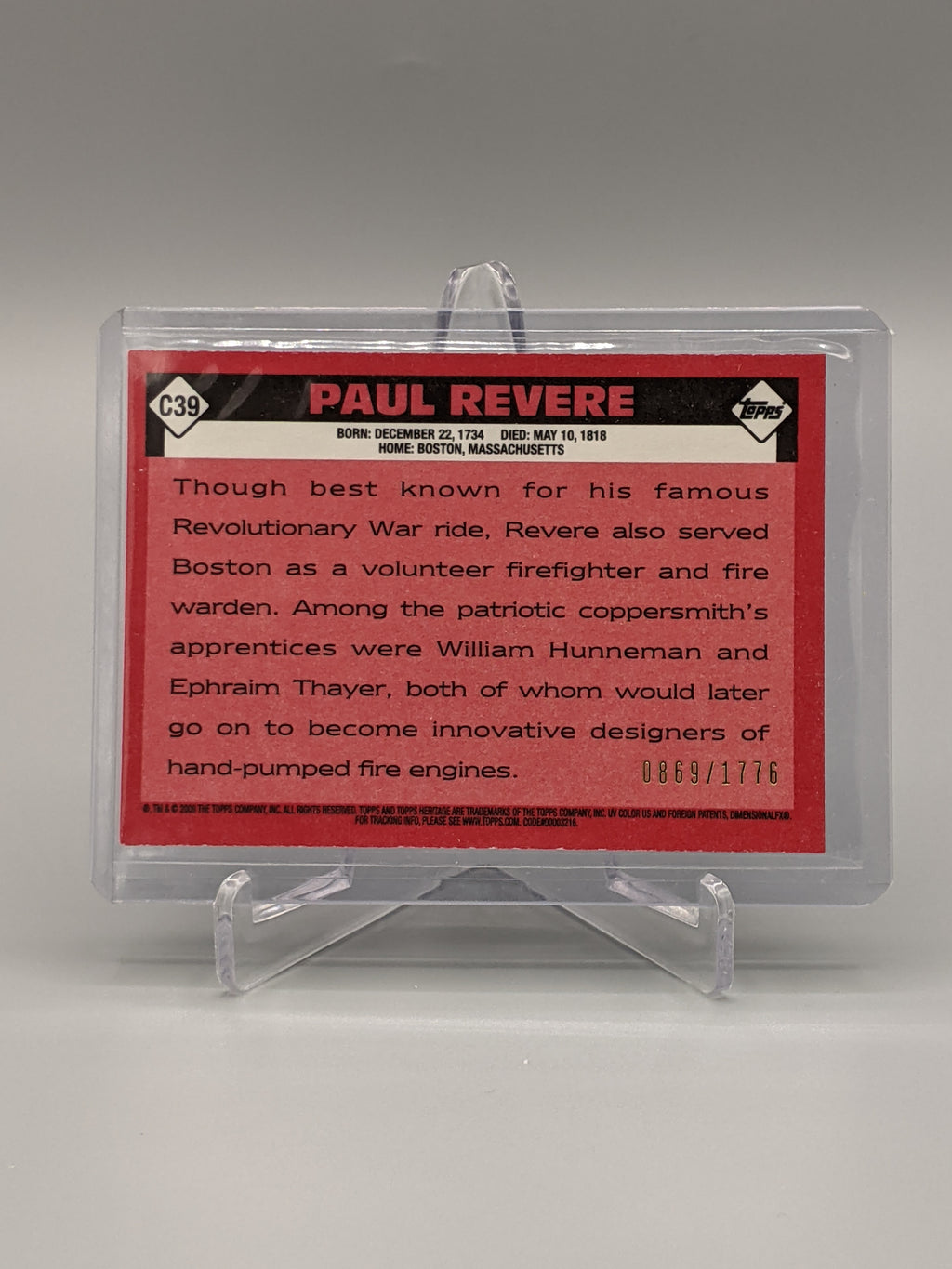 2009 Topps American Heritage Heroes Chrome #C39 Paul Revere #/1776