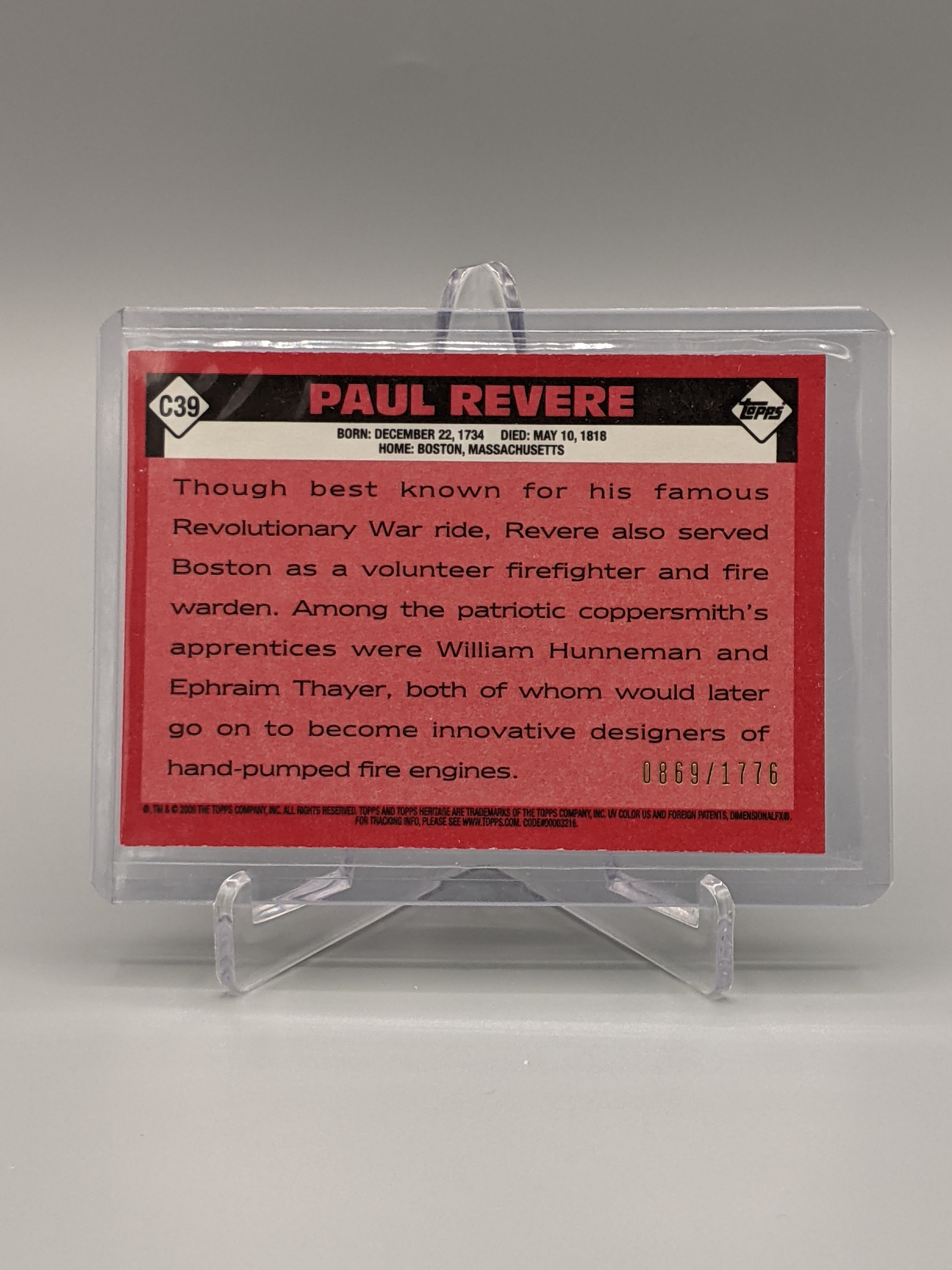 2009 Topps American Heritage Heroes Chrome #C39 Paul Revere #/1776