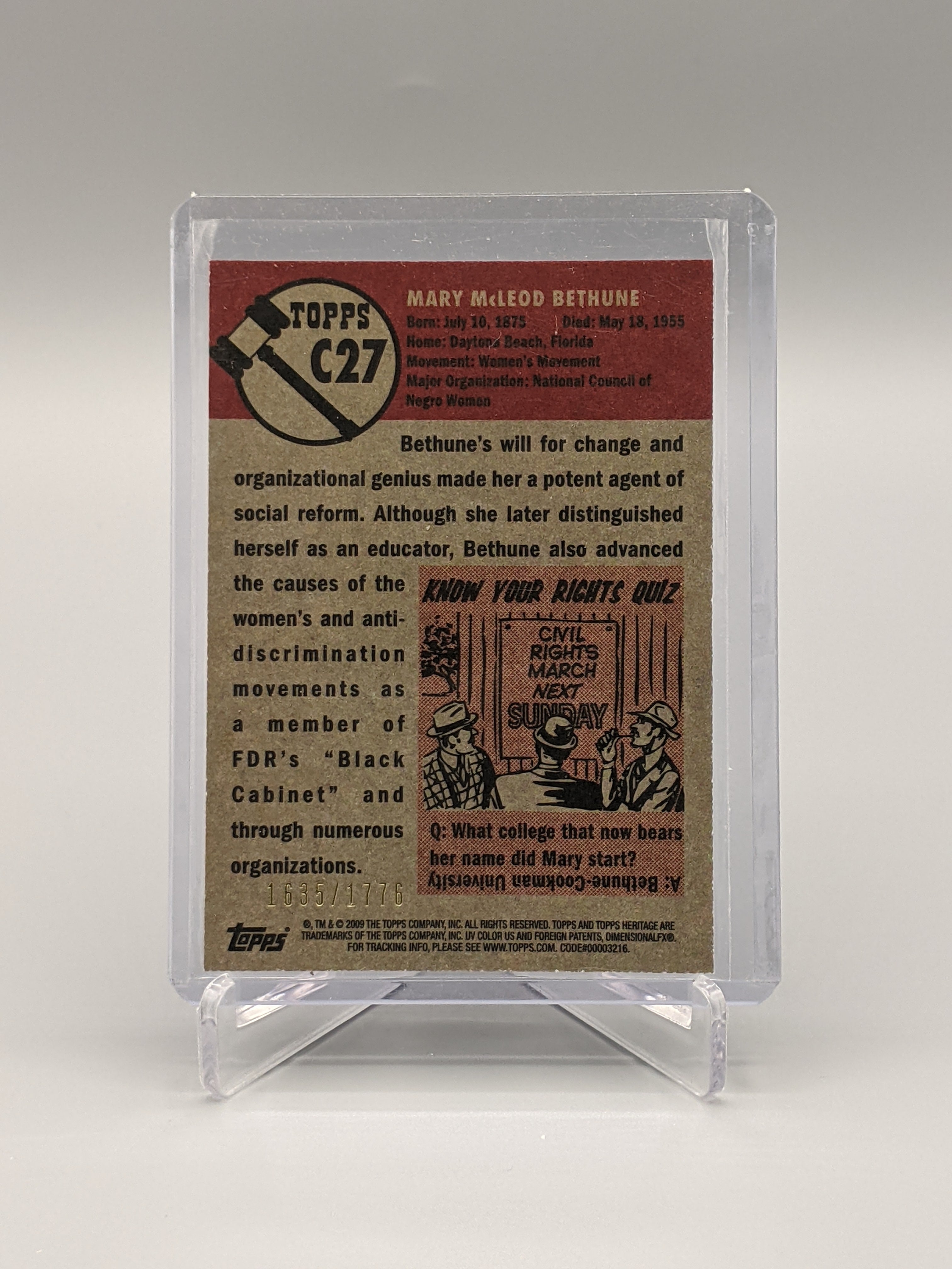2009 Topps American Heritage Heroes Chrome #C27 Mary McLeod Bethune #/1776
