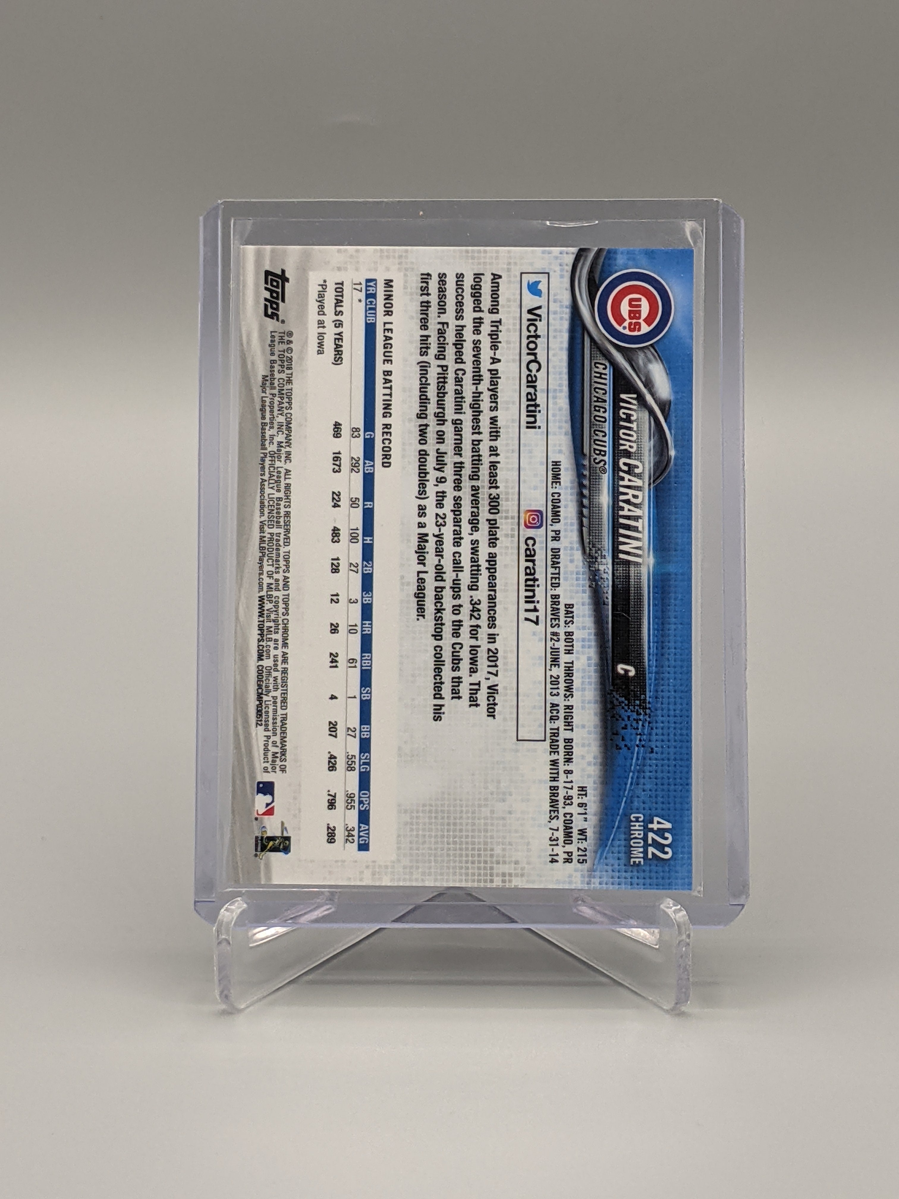 2018 Topps Chrome Sapphire #422 Victor Caratini RC Cubs