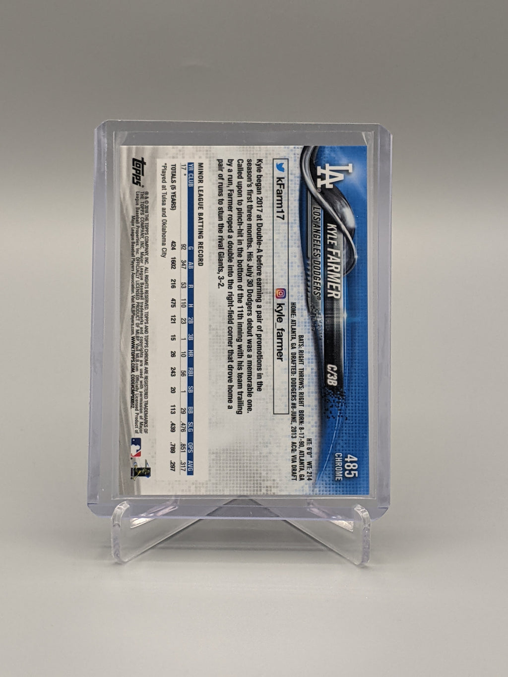 2018 Topps Chrome Sapphire #485 Kyle Farmer RC Dodgers