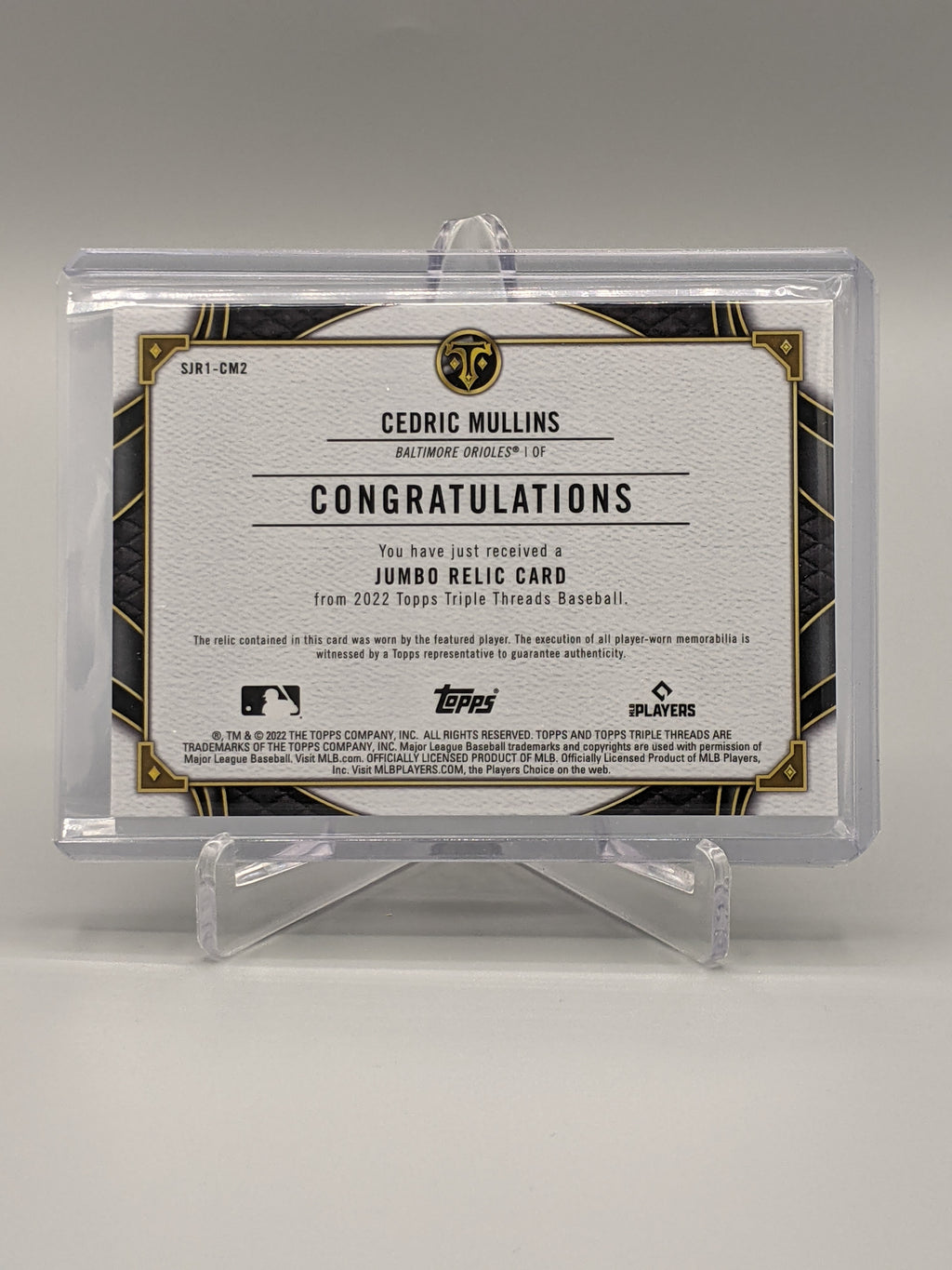 2022 Topps Triple Threads Jumbo Relic #SJR1-CM2 Cedric Mullins Orioles