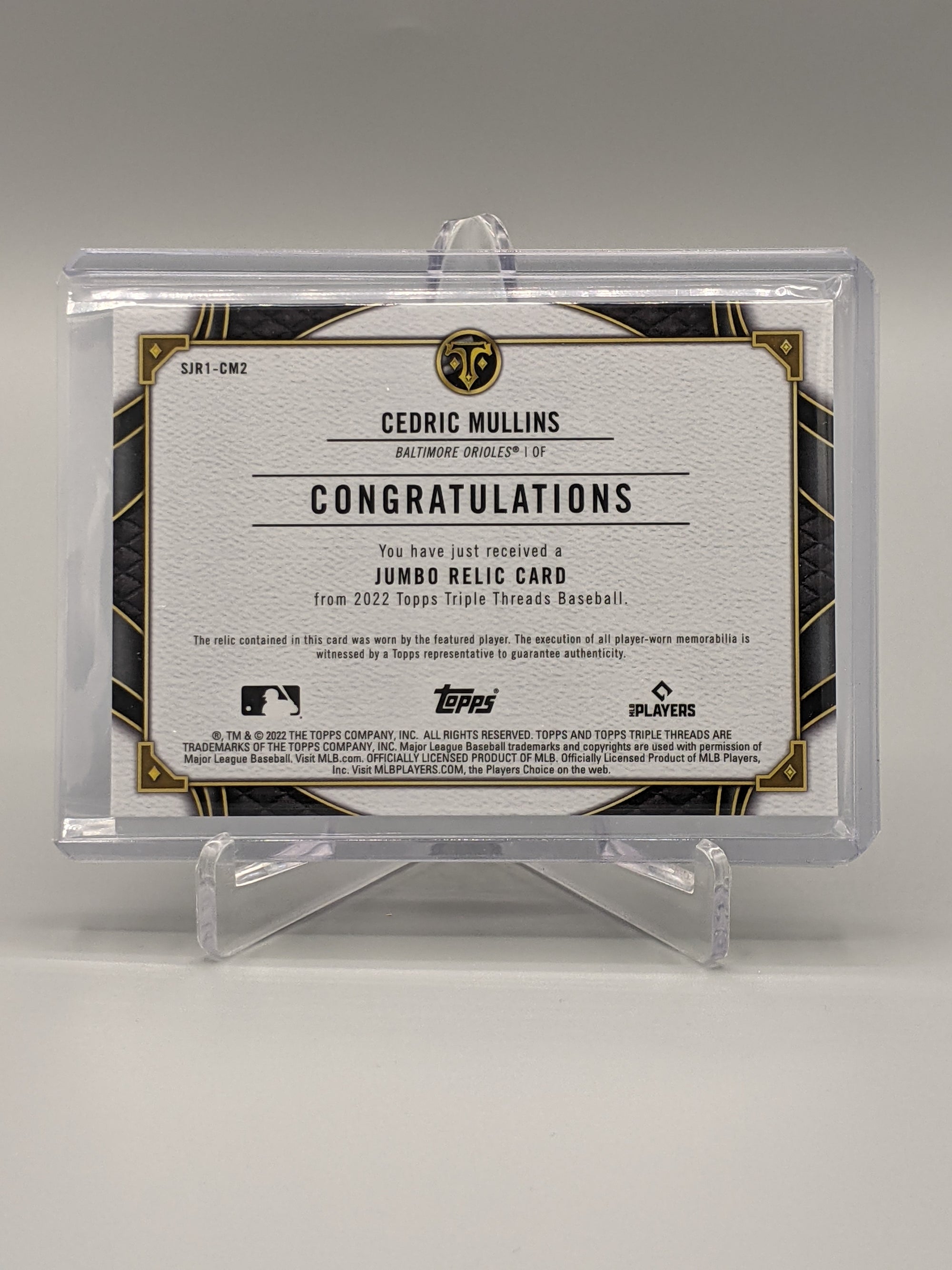 2022 Topps Triple Threads Jumbo Relic #SJR1-CM2 Cedric Mullins Orioles