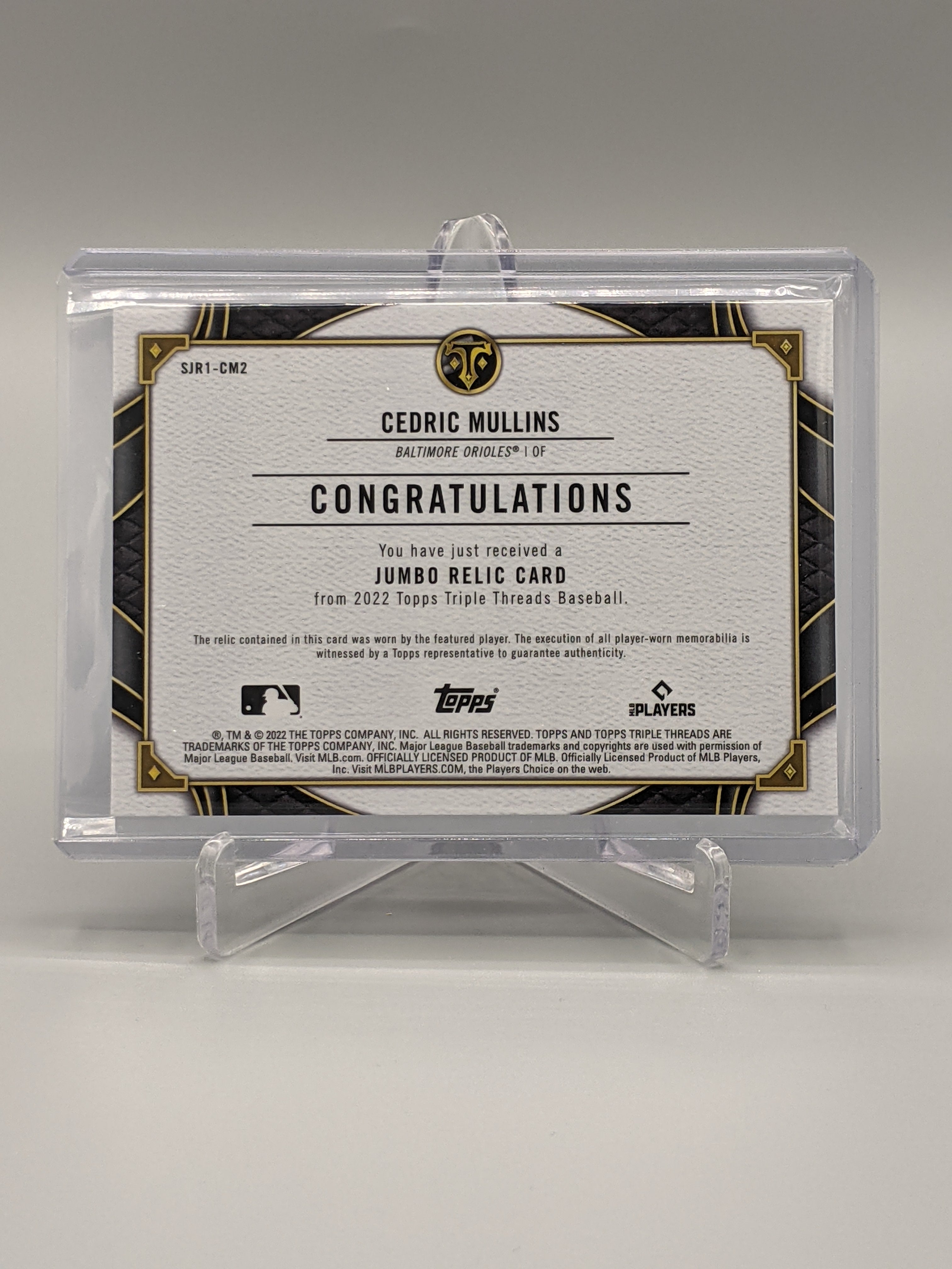 2022 Topps Triple Threads Jumbo Relic #SJR1-CM2 Cedric Mullins Orioles