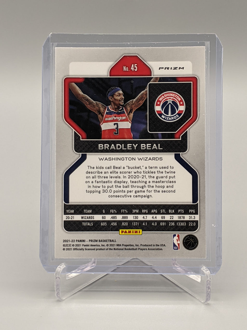 2021-22 Prizm Red Ice Prizm #45 Bradley Beal Wizards