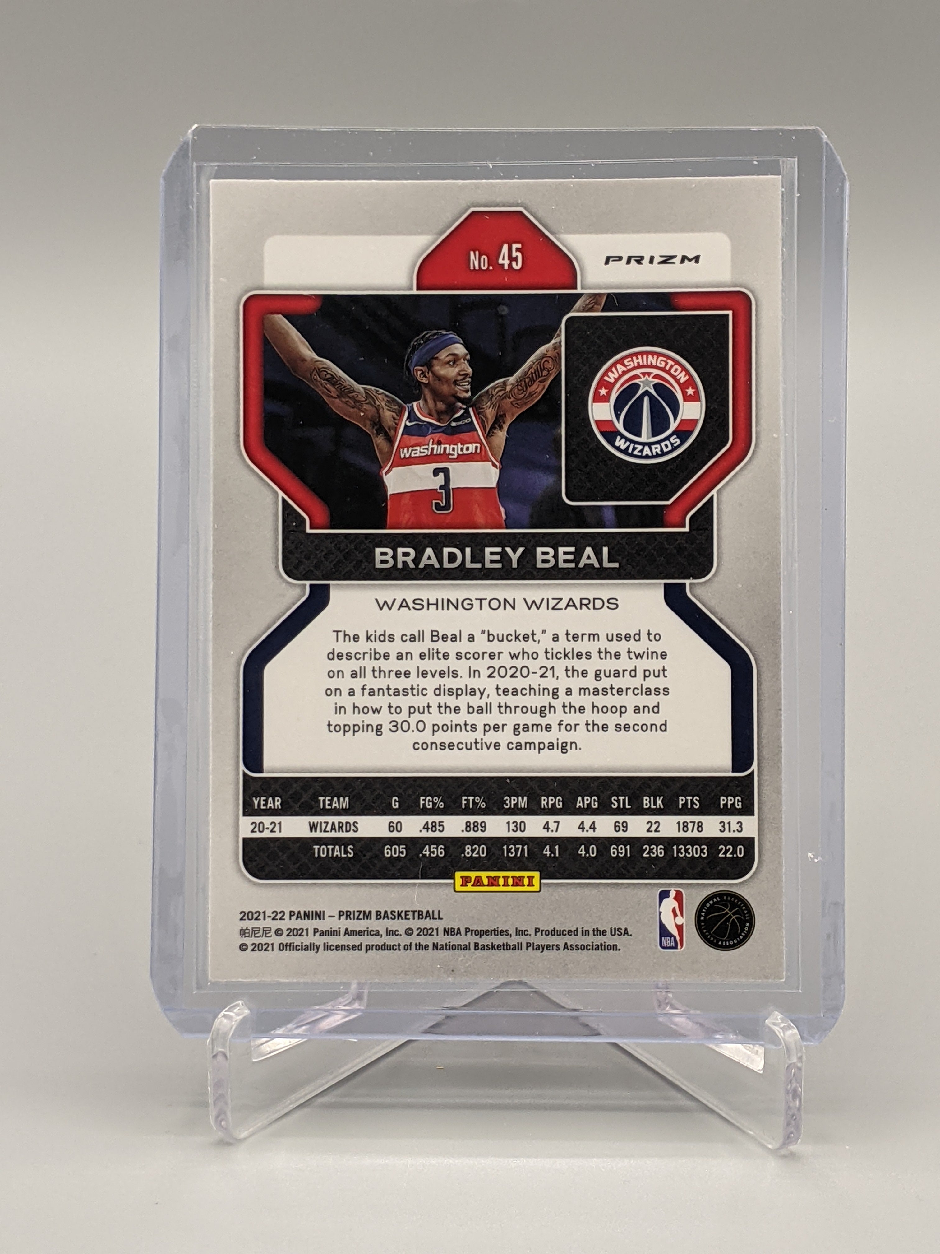 2021-22 Prizm Red Ice Prizm #45 Bradley Beal Wizards